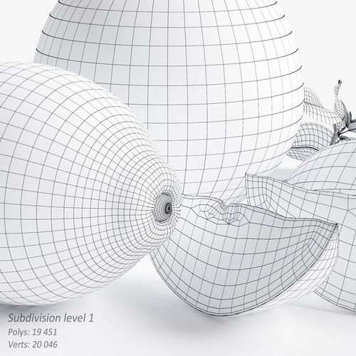 Citrus two oranges and lemon 3D model 5