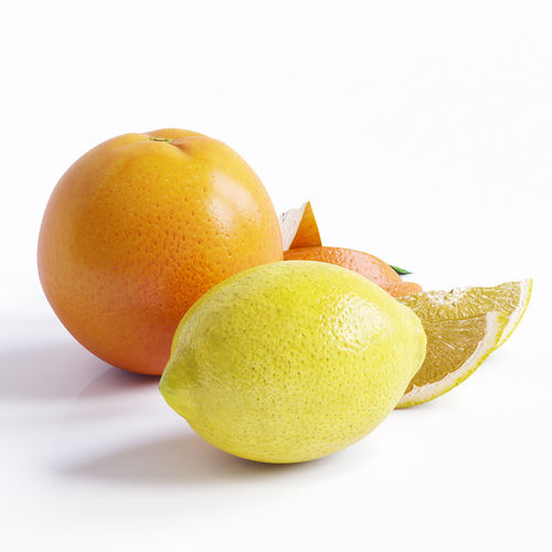 Citrus two oranges and lemon 3D model 2