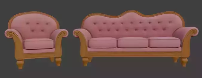 Cartoon sofa set 3D model
