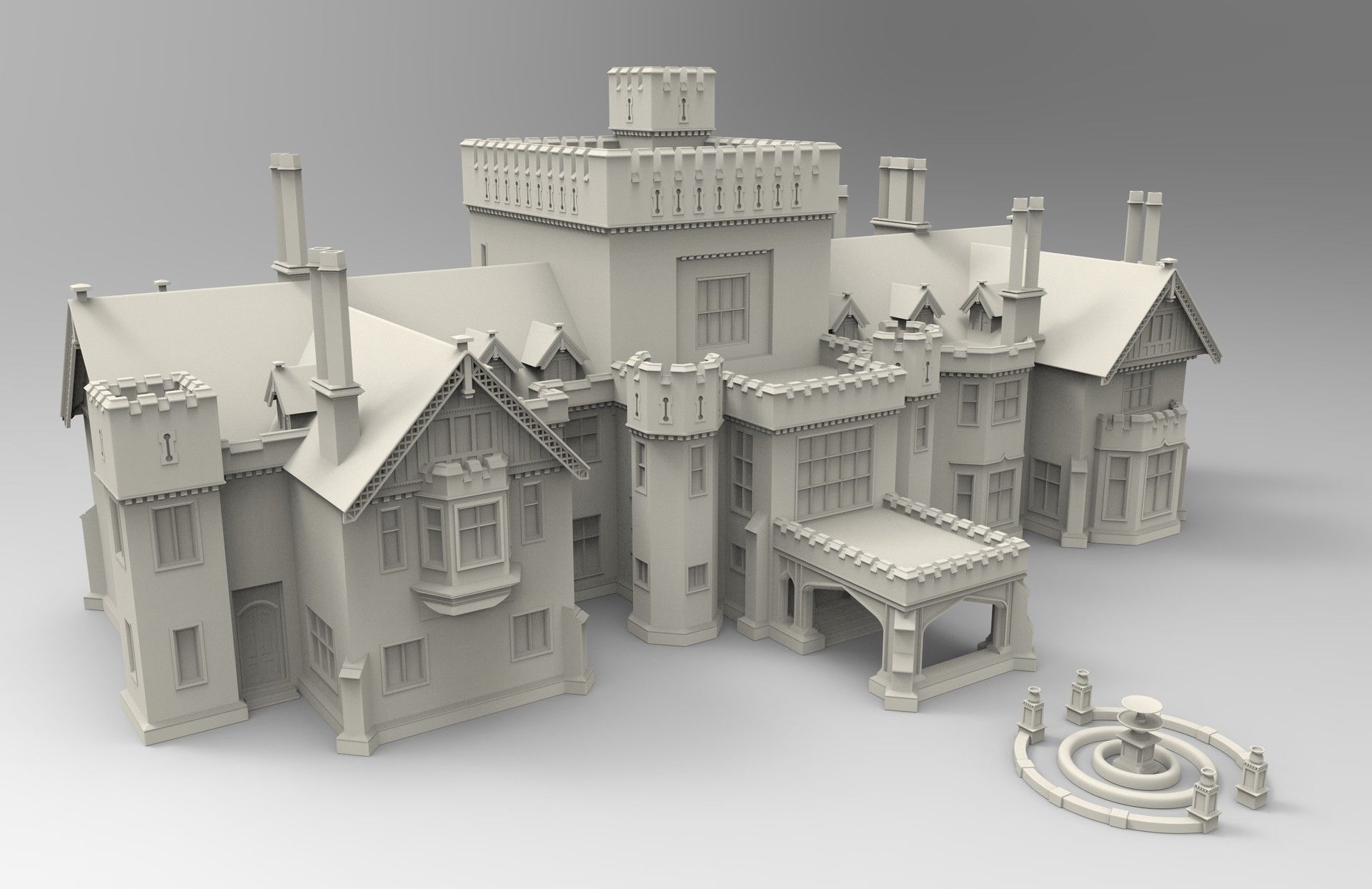 X-mansion - High poly castle 3D model_1
