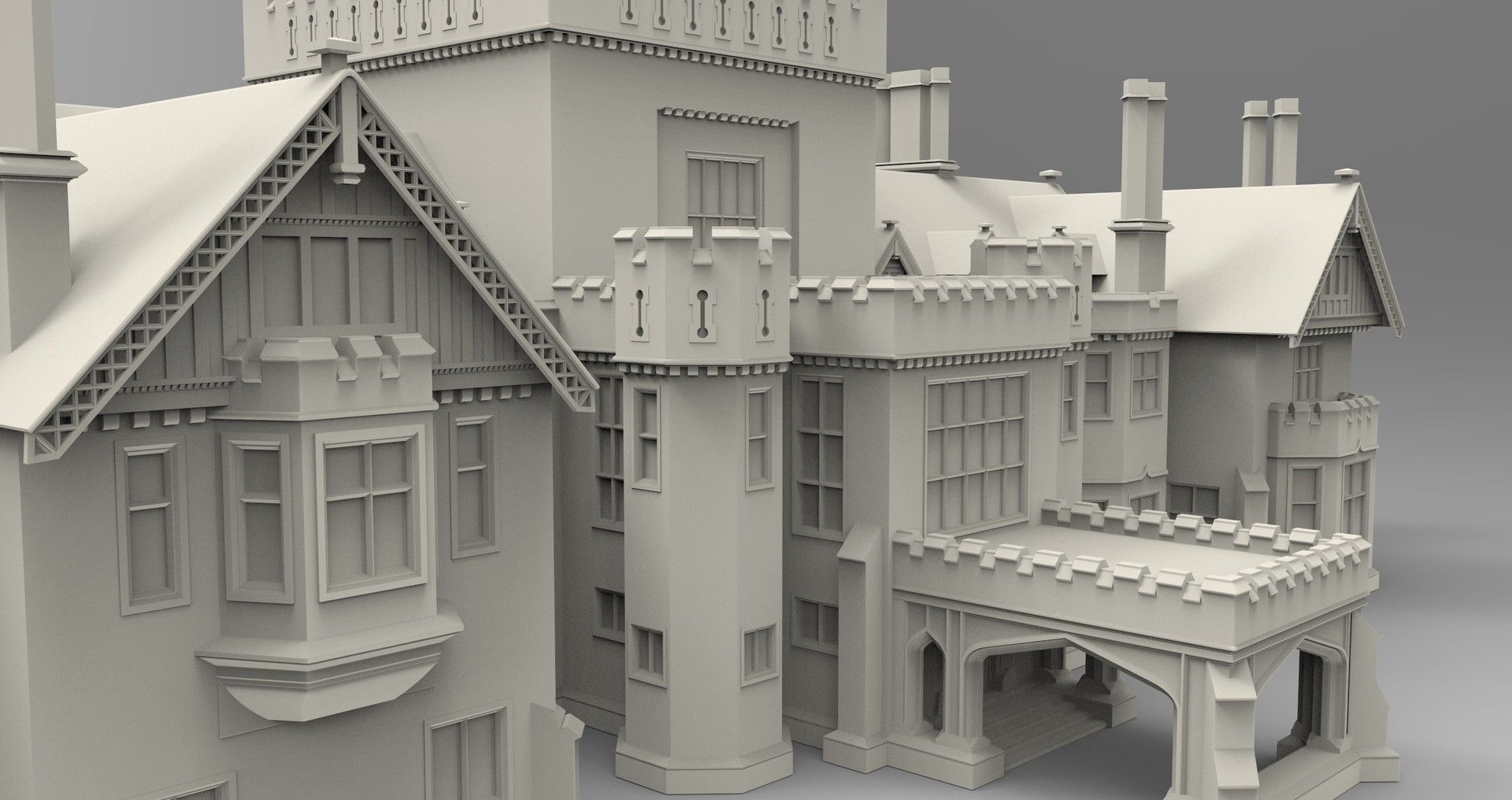 X-mansion - High poly castle 3D model_4