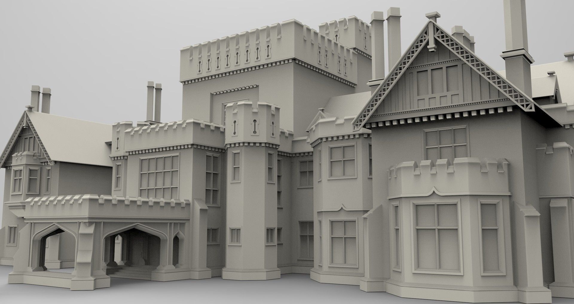 X-mansion - High poly castle 3D model_2