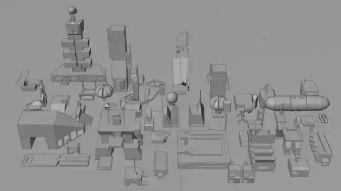 SciFi Military Set 58 Modular 3D Objects  Kit Blender Unity9 Low-poly 3D model