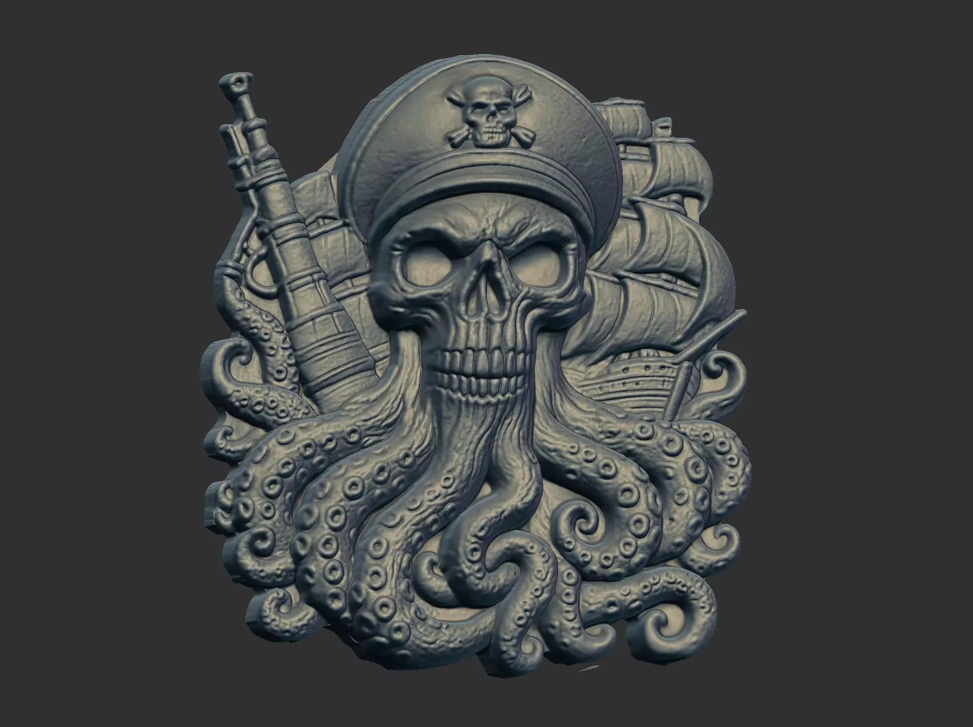 octobus pirate withtwoship cnc model 3D print model