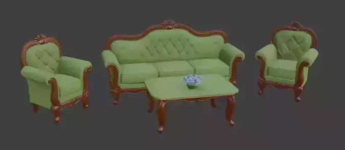 Disney style cartoon sofa set 3D model