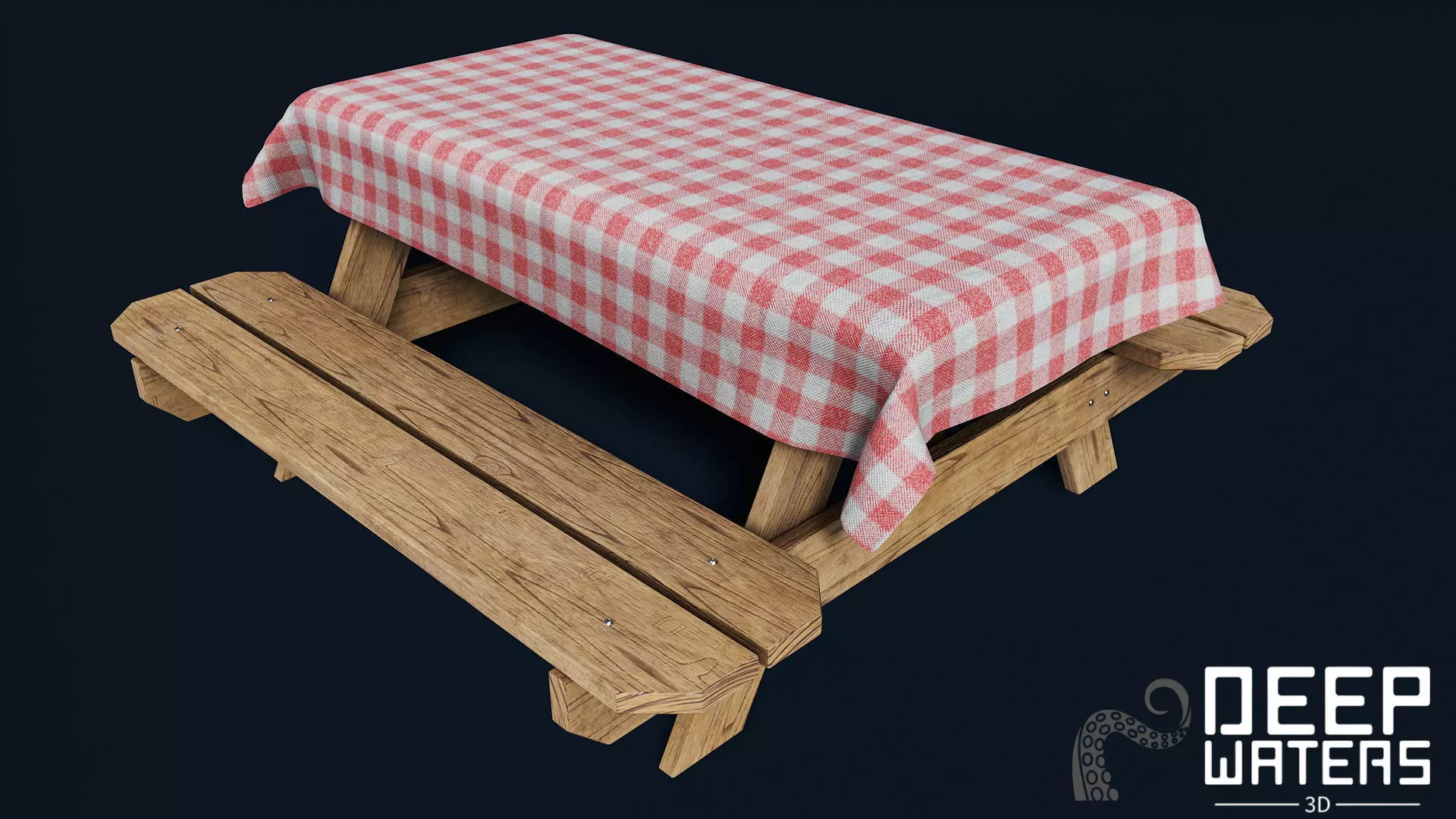 Picnic Table - PBR Game Ready Low-poly 3D model