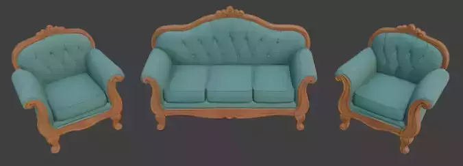 Cartoon style sofa set 3D model