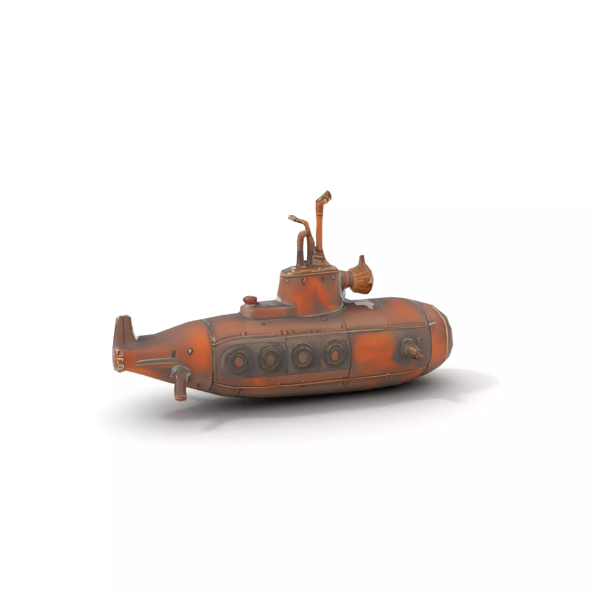 Steampunk Submarine Bronze model pack Low-poly 3D model_13
