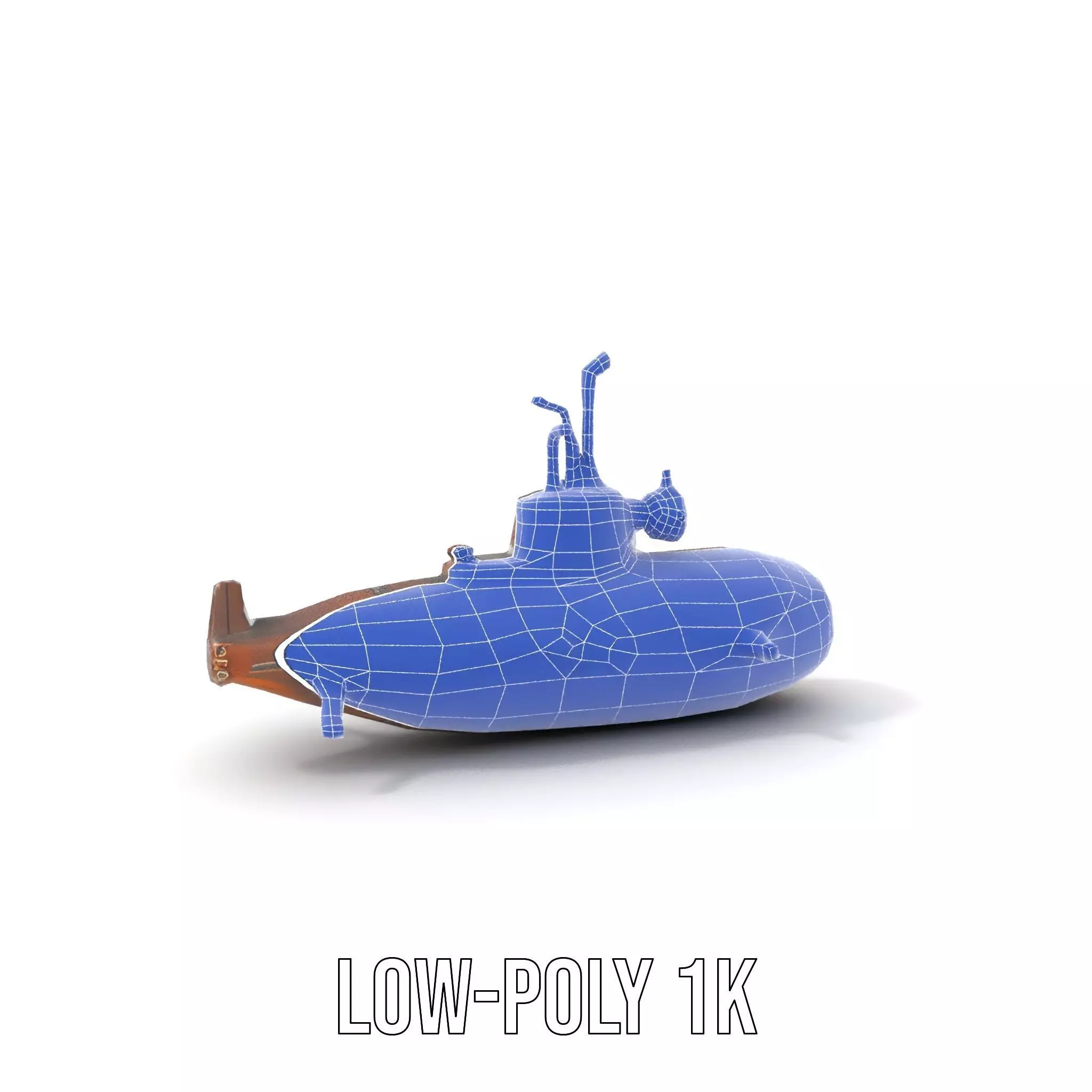 Steampunk Submarine Bronze model pack Low-poly 3D model_29