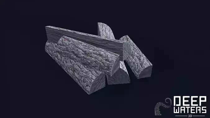Burned Log Pile - PBR Game Ready