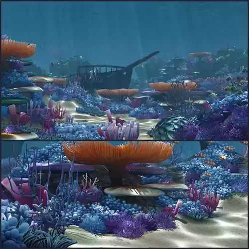 Cartoon Underwater  Low-poly 3D model