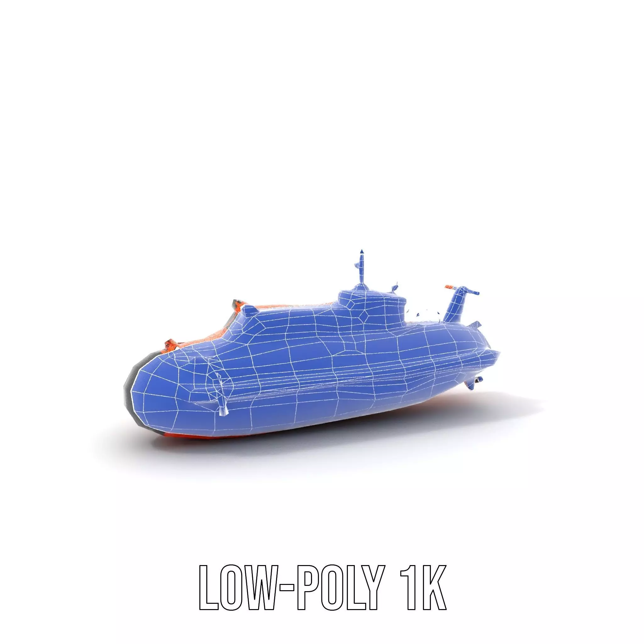 Bright Orange Submarine model pack Low-poly 3D model_20