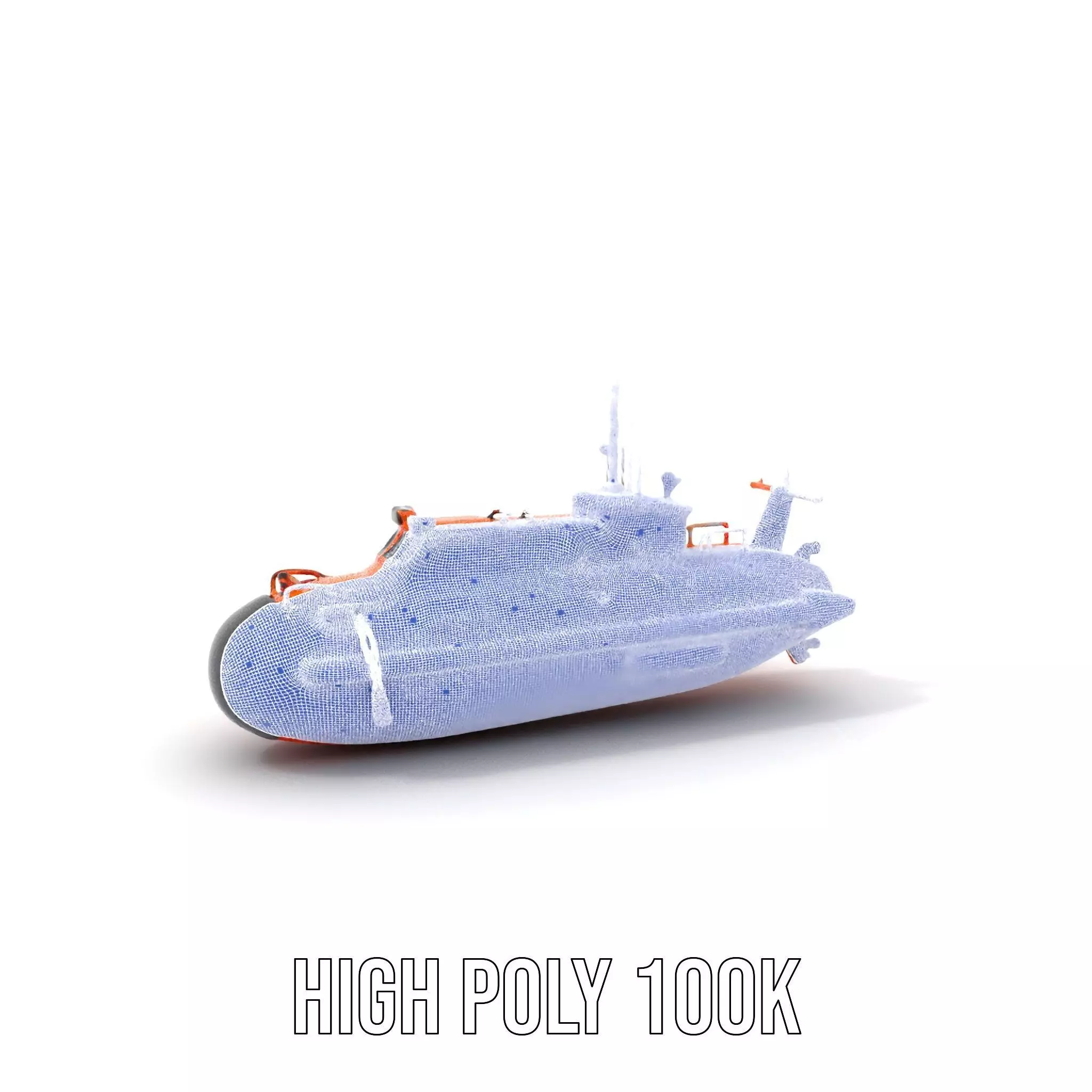 Bright Orange Submarine model pack Low-poly 3D model_5