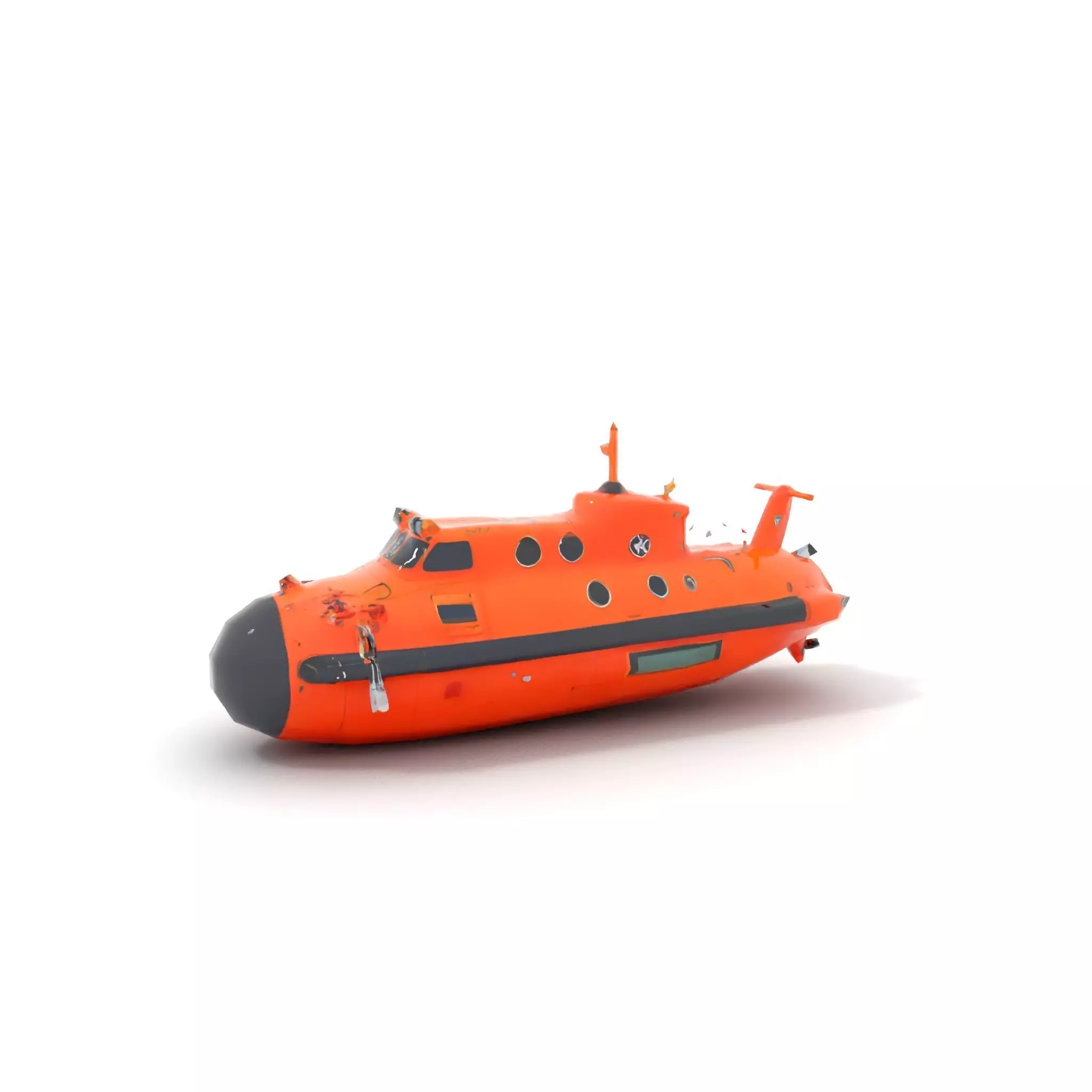 Bright Orange Submarine model pack Low-poly 3D model_8