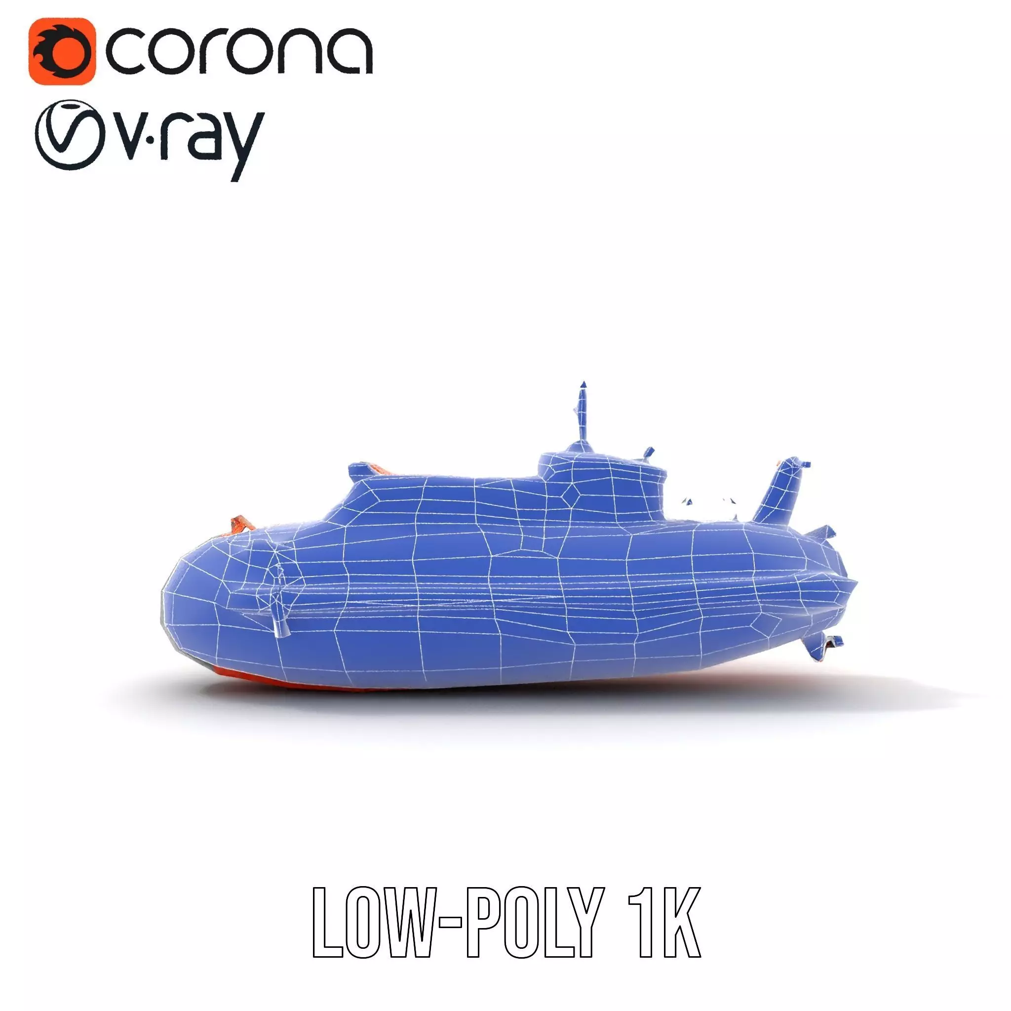 Bright Orange Submarine model pack Low-poly 3D model_23