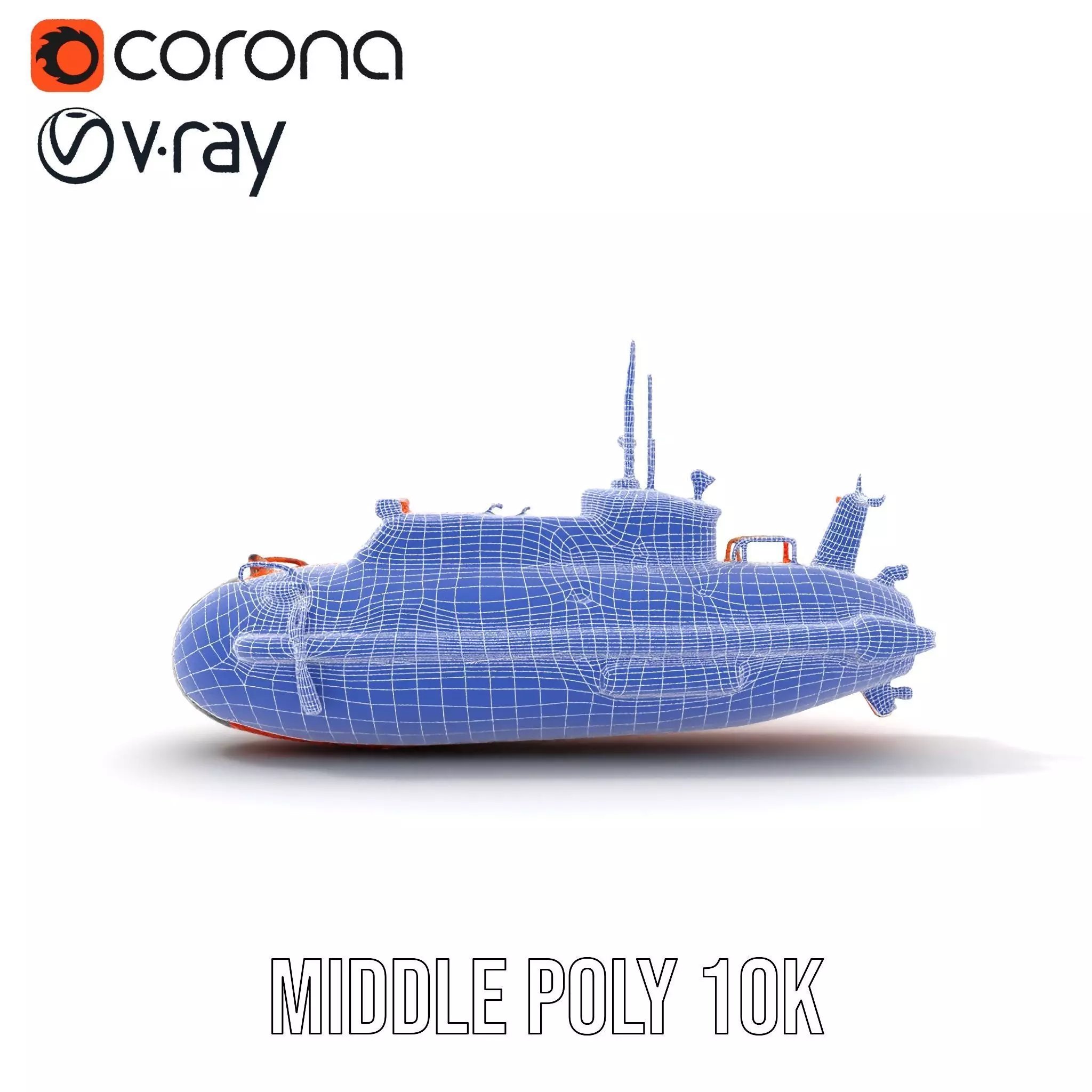 Bright Orange Submarine model pack Low-poly 3D model_28