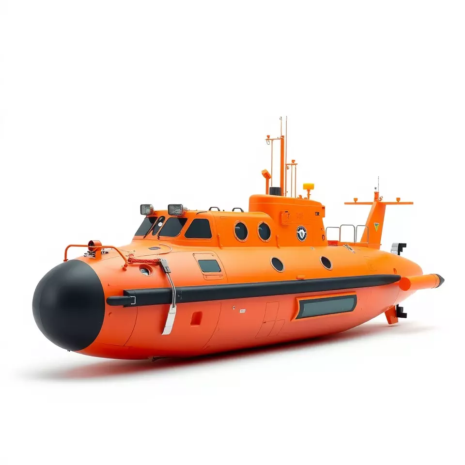 Bright Orange Submarine model pack Low-poly 3D model_3
