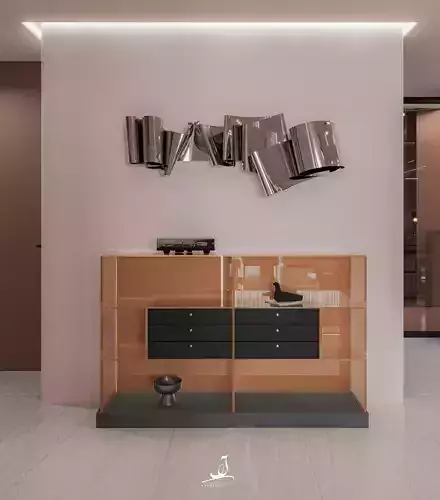 Modern Minimal Console Table  Glass and Wood 