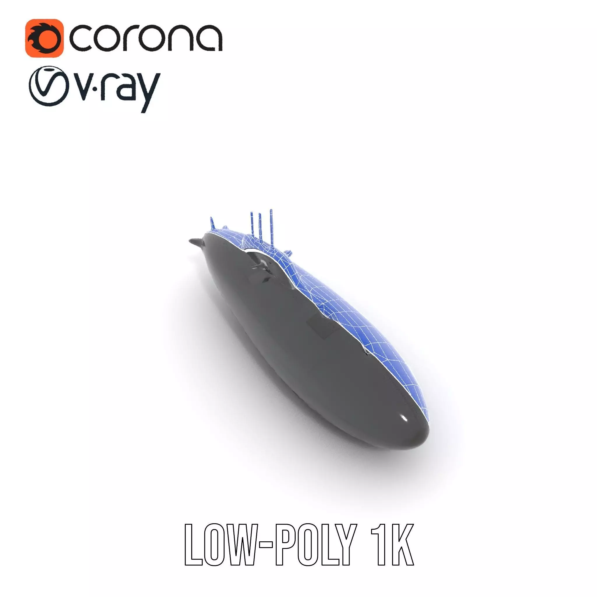 Sleek Submarine model pack Low-poly 3D model_26
