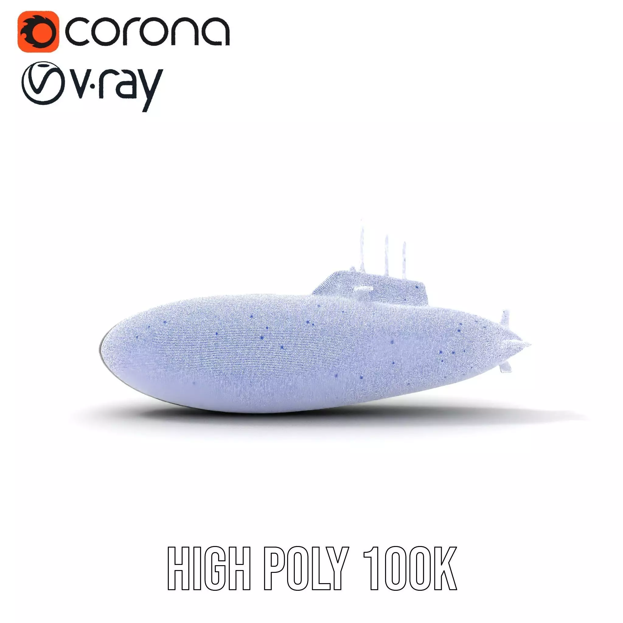 Sleek Submarine model pack Low-poly 3D model_33