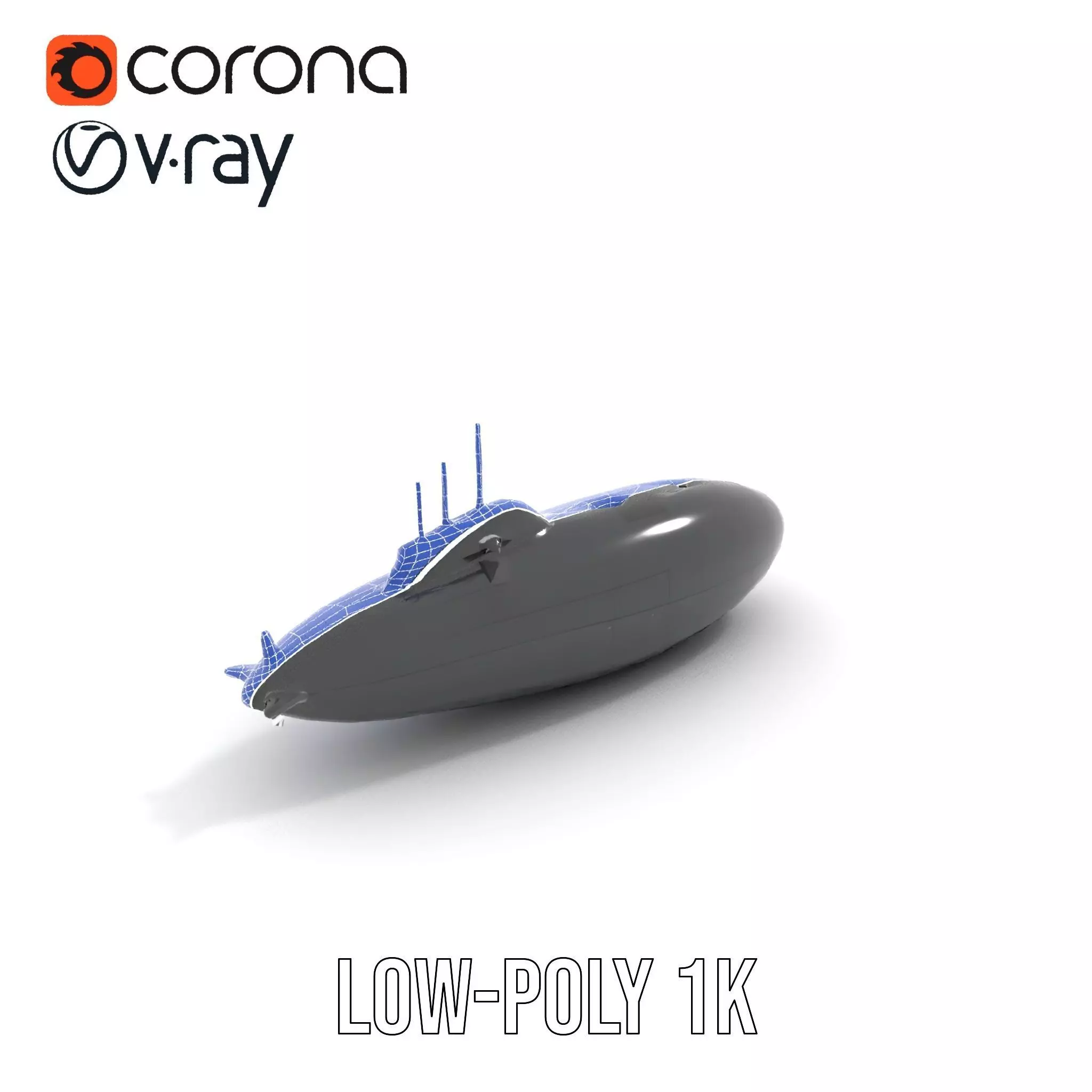 Sleek Submarine model pack Low-poly 3D model_23
