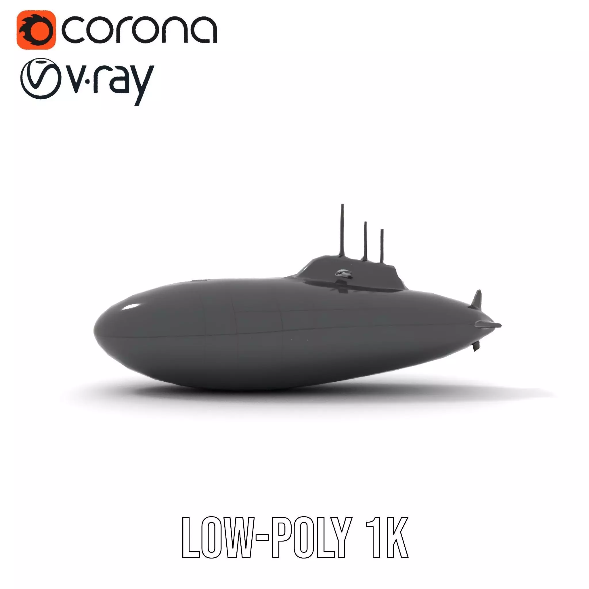 Sleek Submarine model pack Low-poly 3D model_15