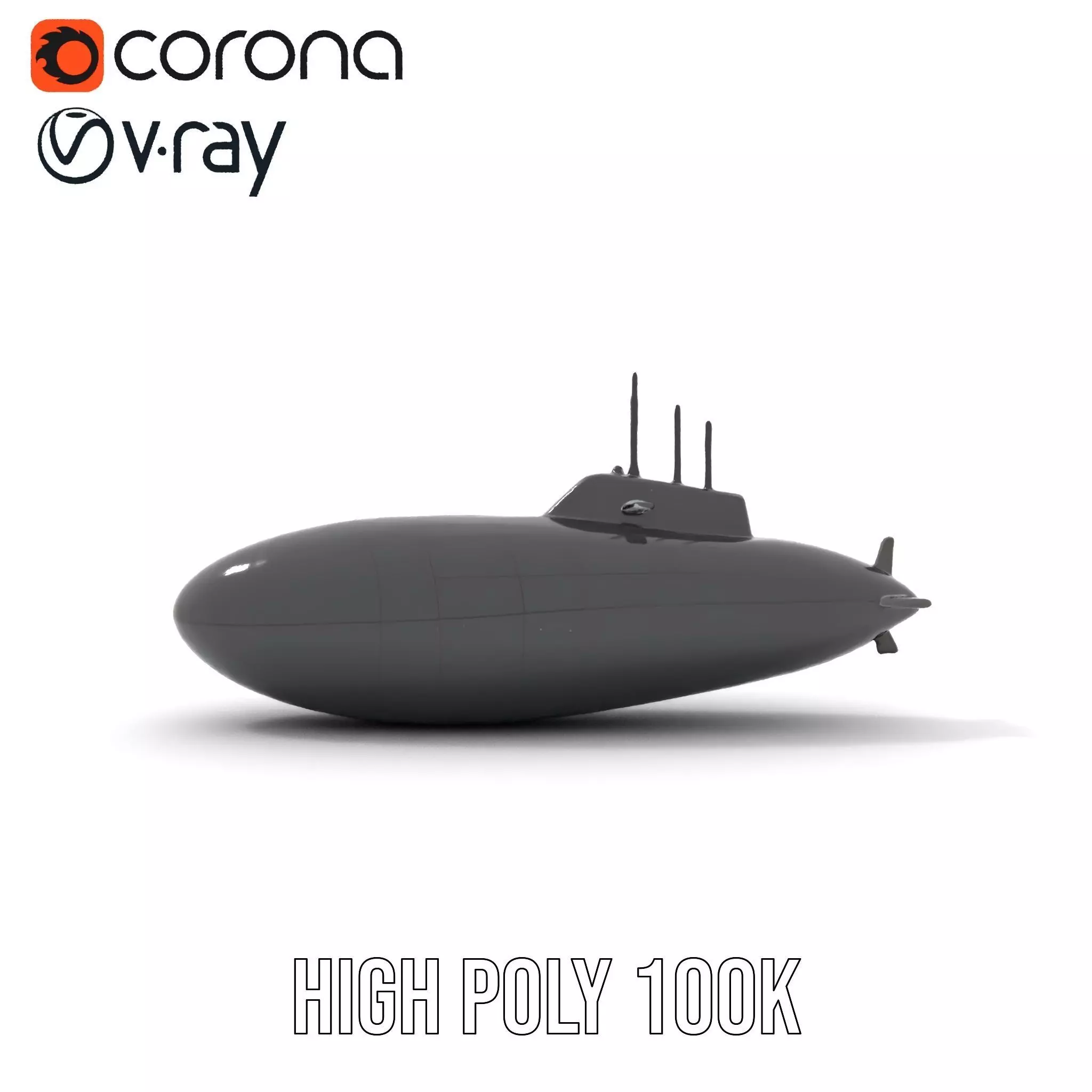 Sleek Submarine model pack Low-poly 3D model_16