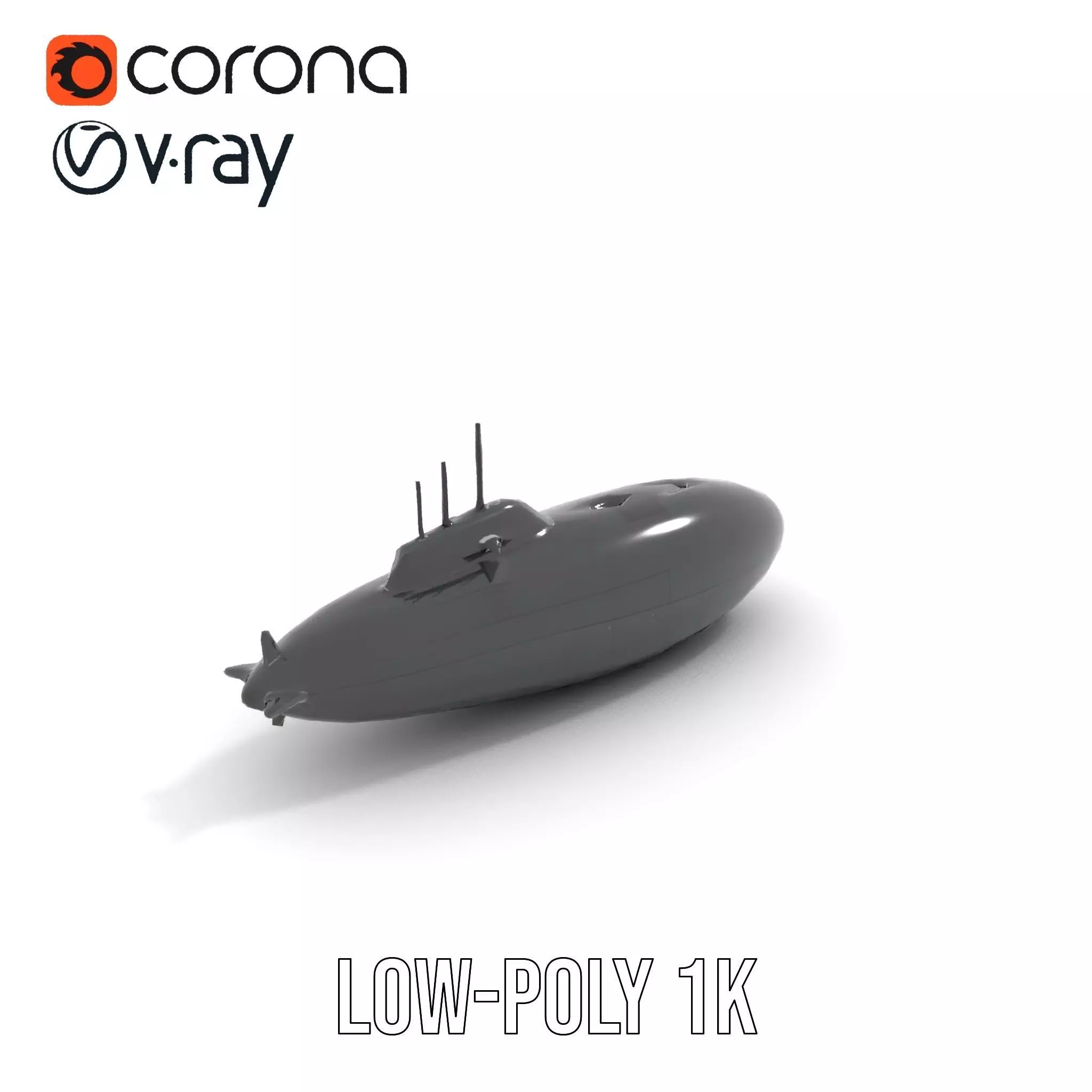 Sleek Submarine model pack Low-poly 3D model_13