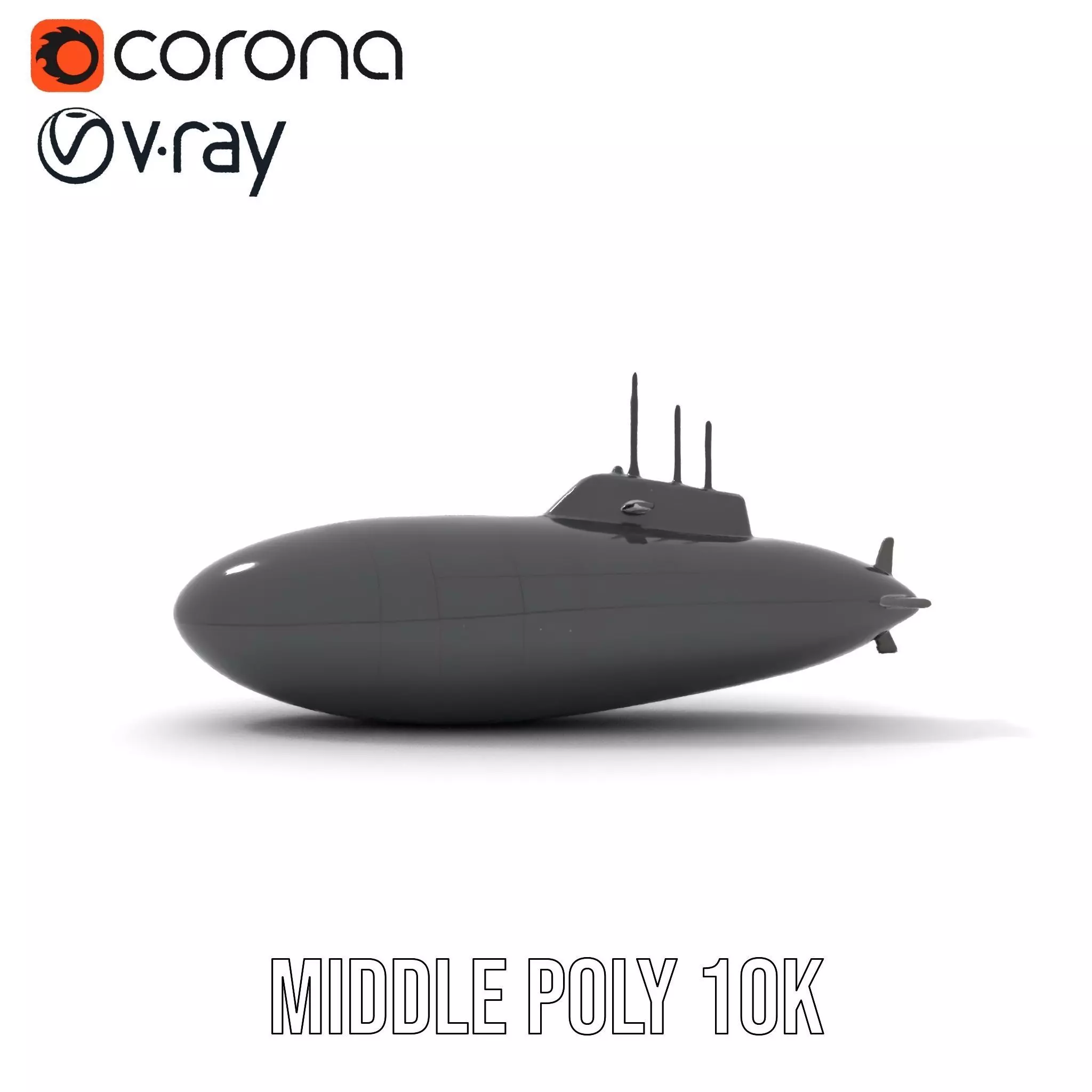Sleek Submarine model pack Low-poly 3D model_6