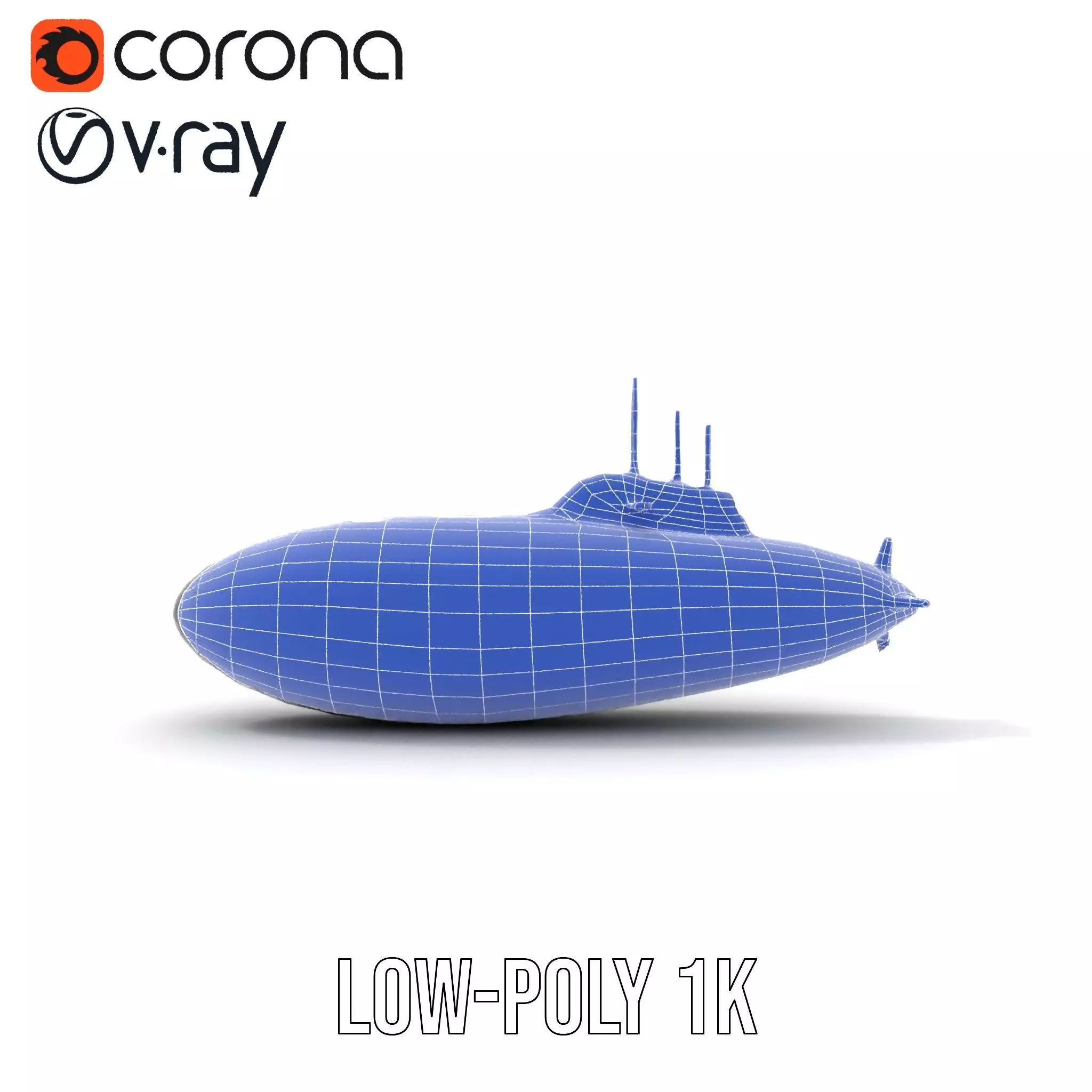 Sleek Submarine model pack Low-poly 3D model_31