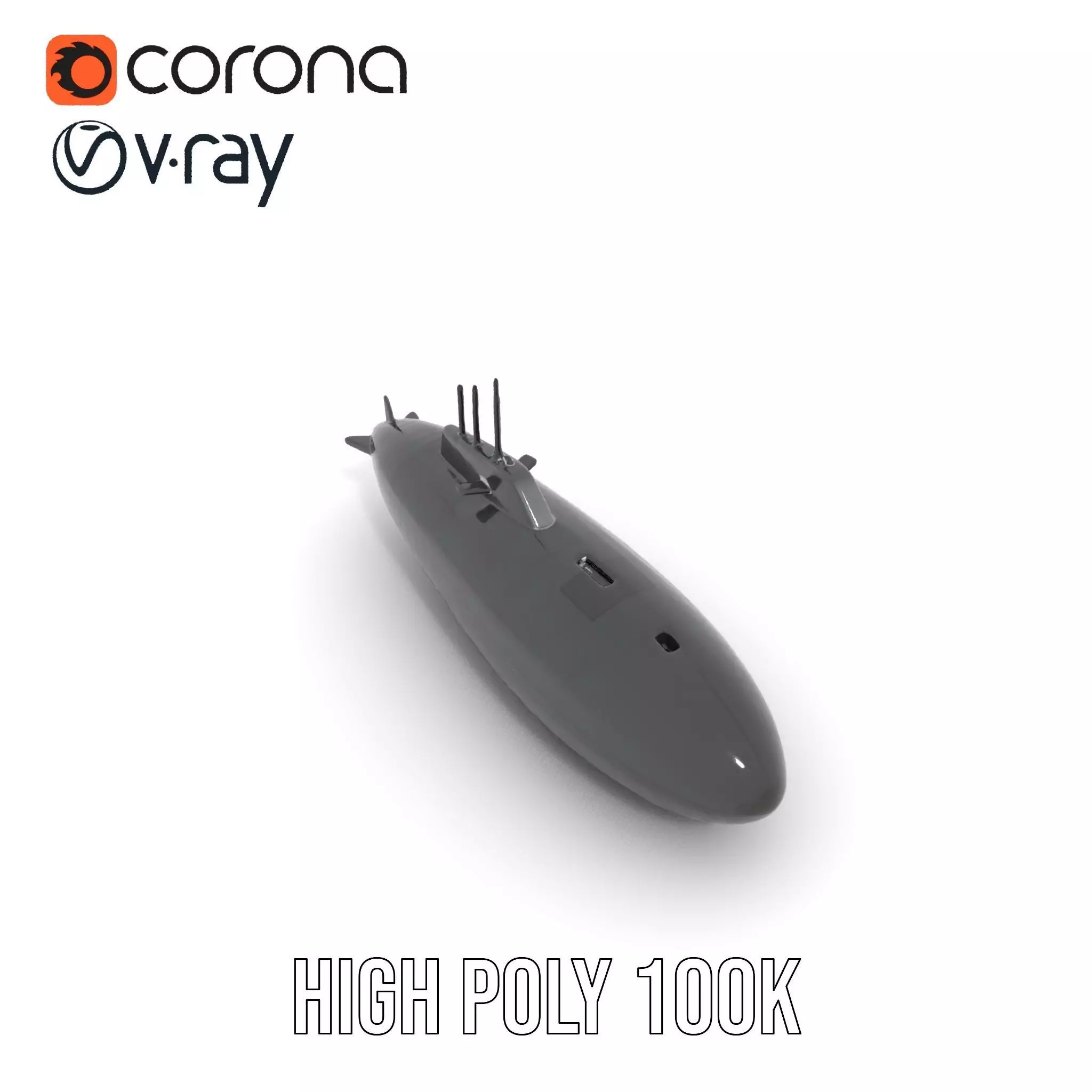 Sleek Submarine model pack Low-poly 3D model_24