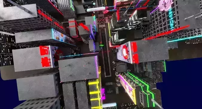 Modular Cyberpunk Environment Kit Japanese Style Street 3D model