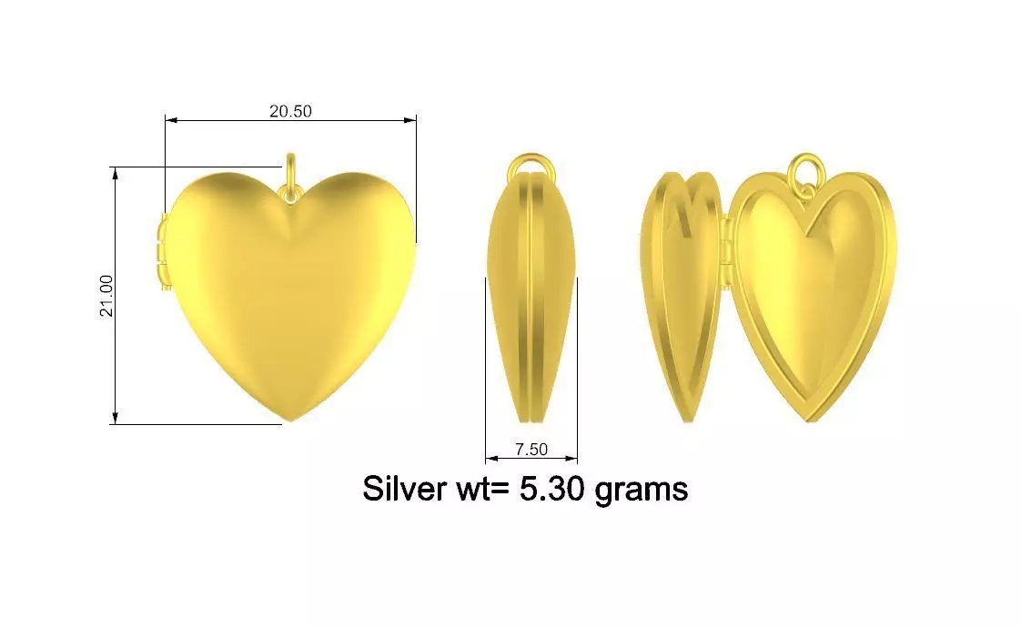 Heart Pendant openable 3D print model