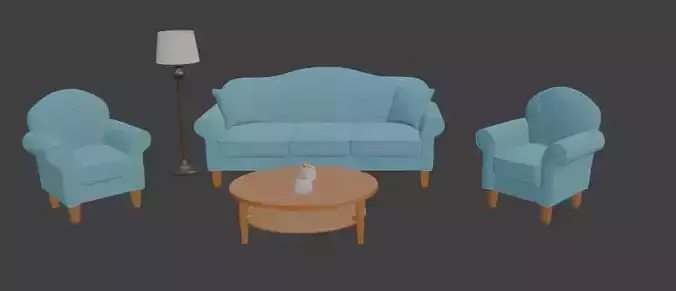 Cartoon style sofa set 3D model