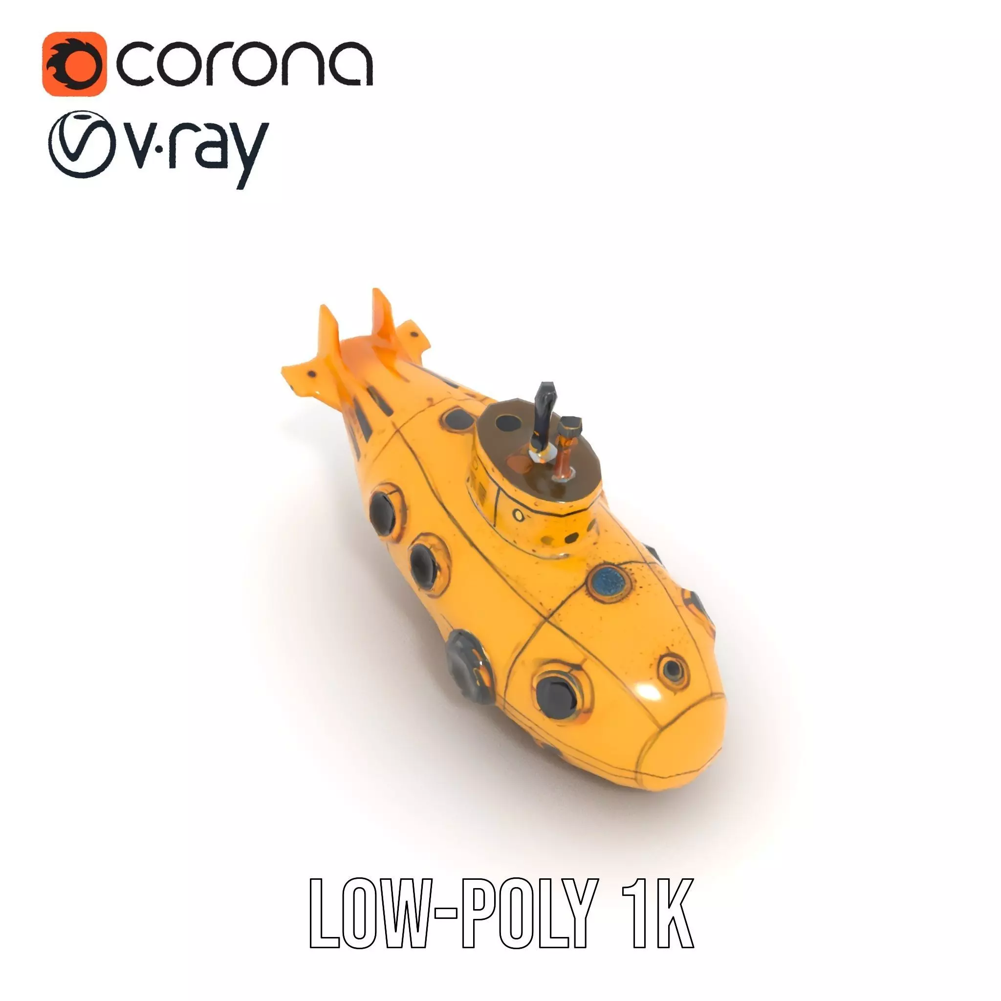 Yellow Submarine model pack Low-poly 3D model_13