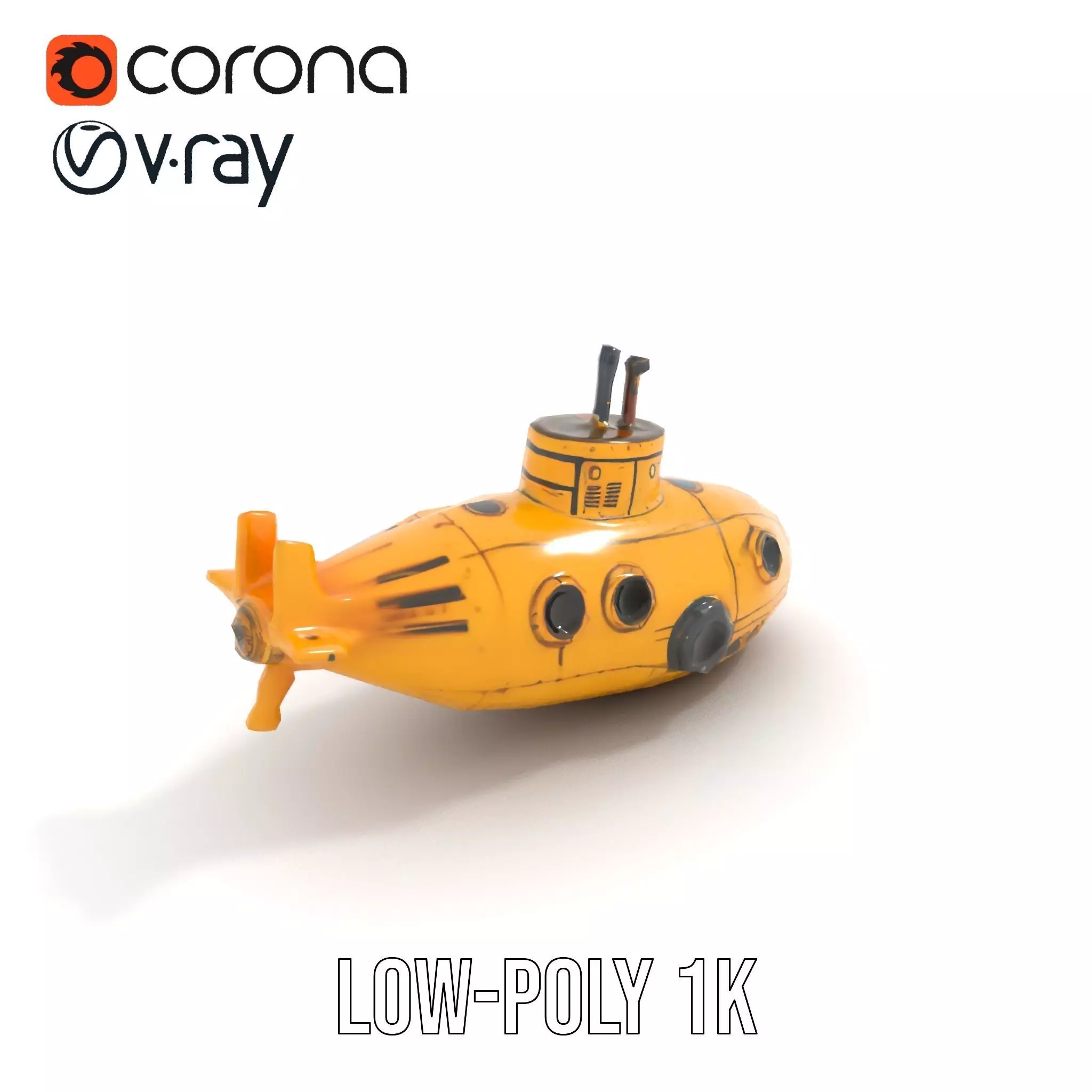 Yellow Submarine model pack Low-poly 3D model_10