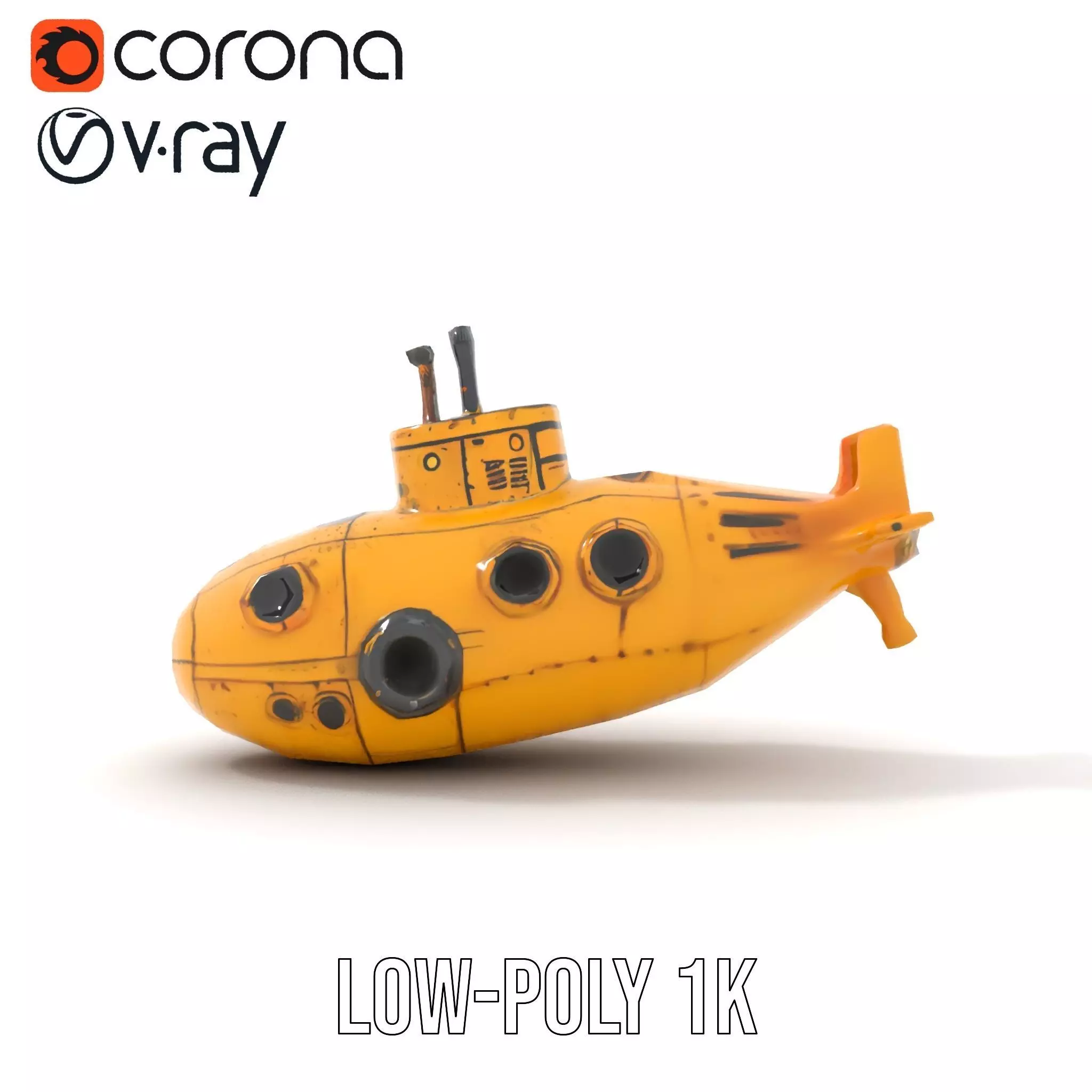Yellow Submarine model pack Low-poly 3D model_8