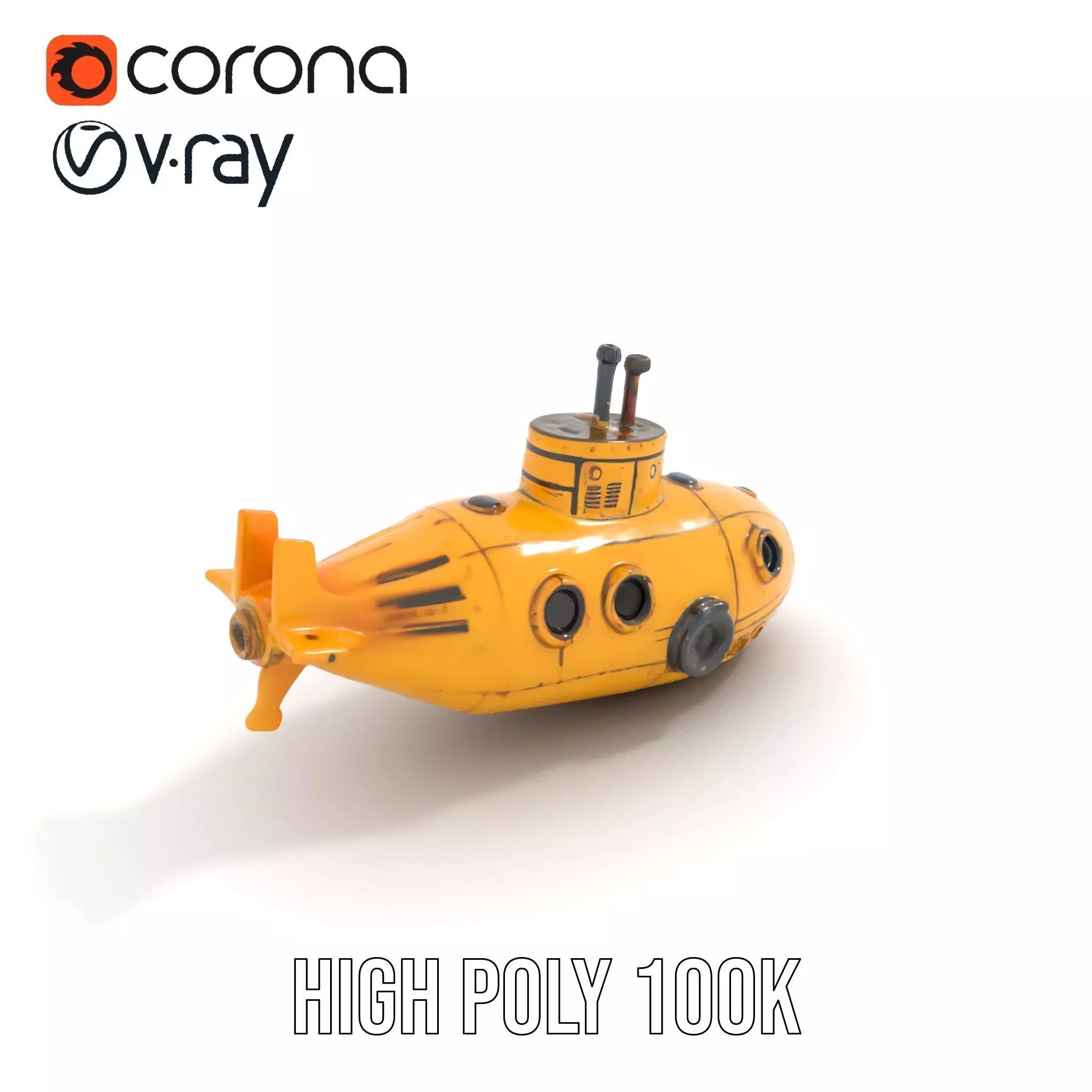 Yellow Submarine model pack Low-poly 3D model_16