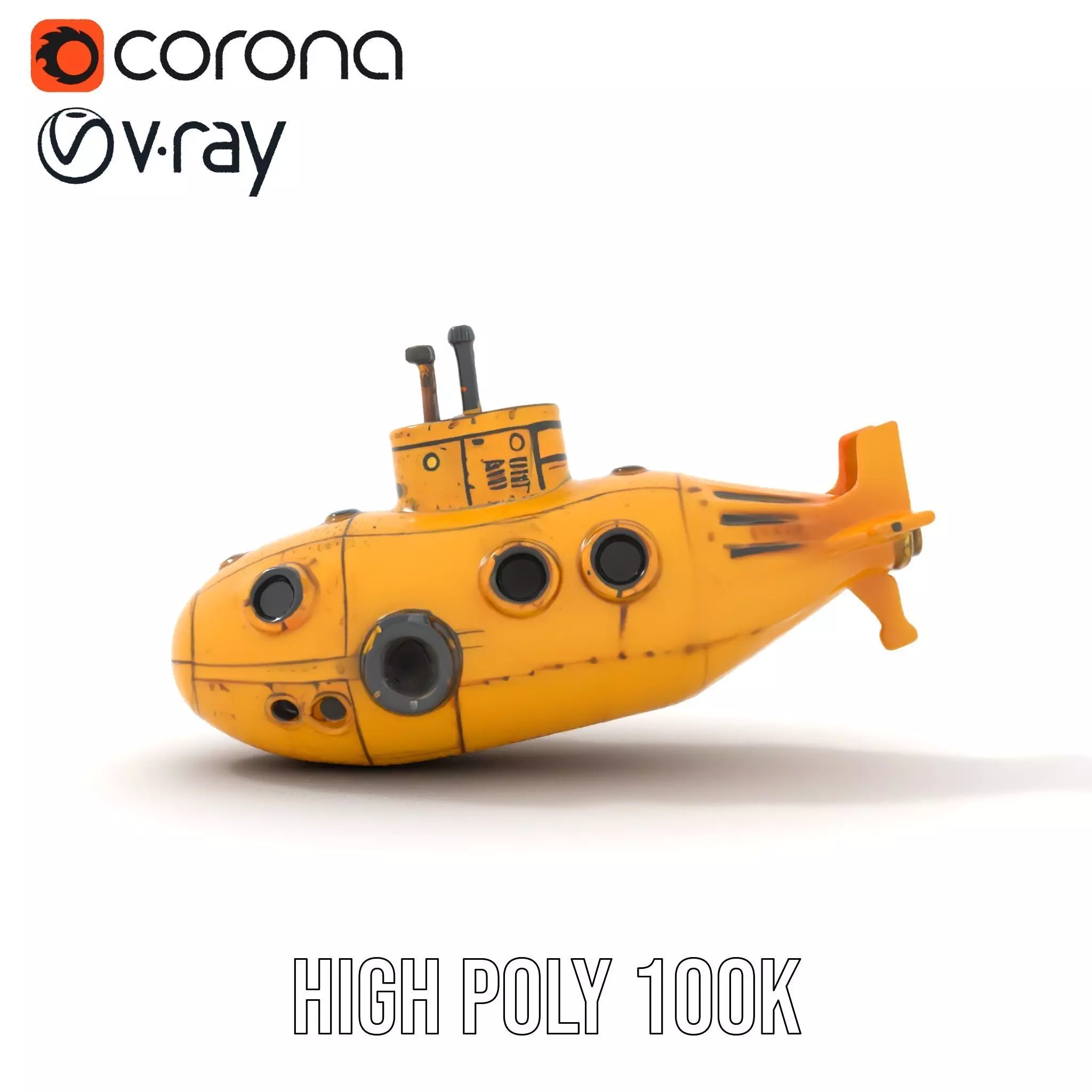 Yellow Submarine model pack Low-poly 3D model_33