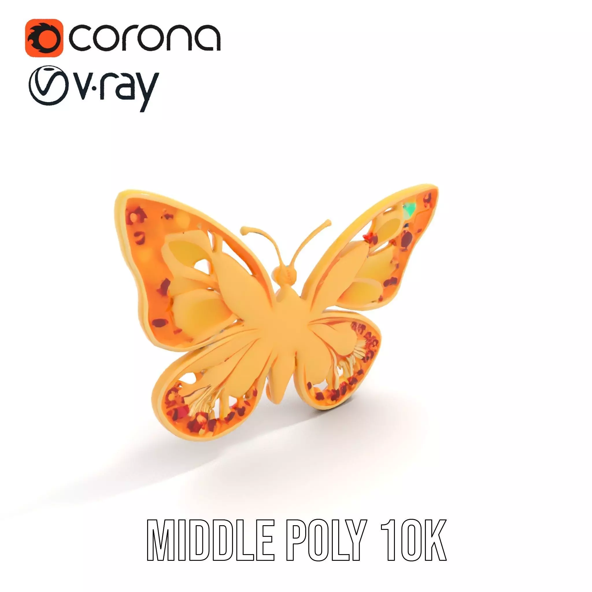 Colorful Gem Butterfly model pack Low-poly 3D model_14