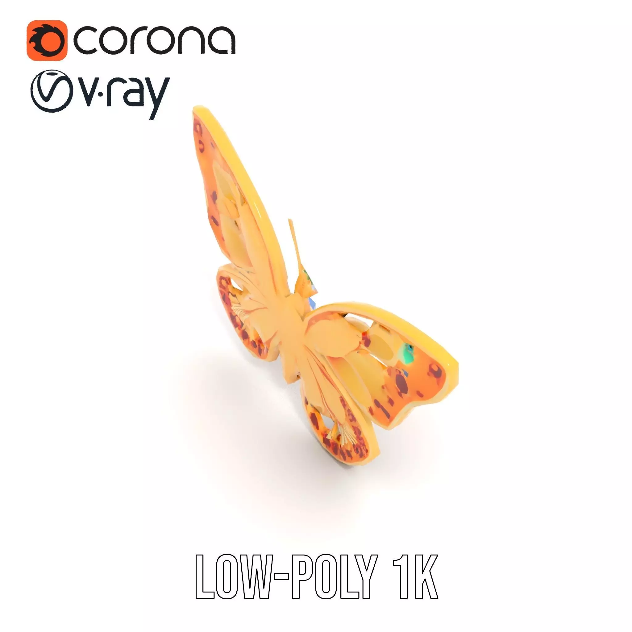 Colorful Gem Butterfly model pack Low-poly 3D model_26