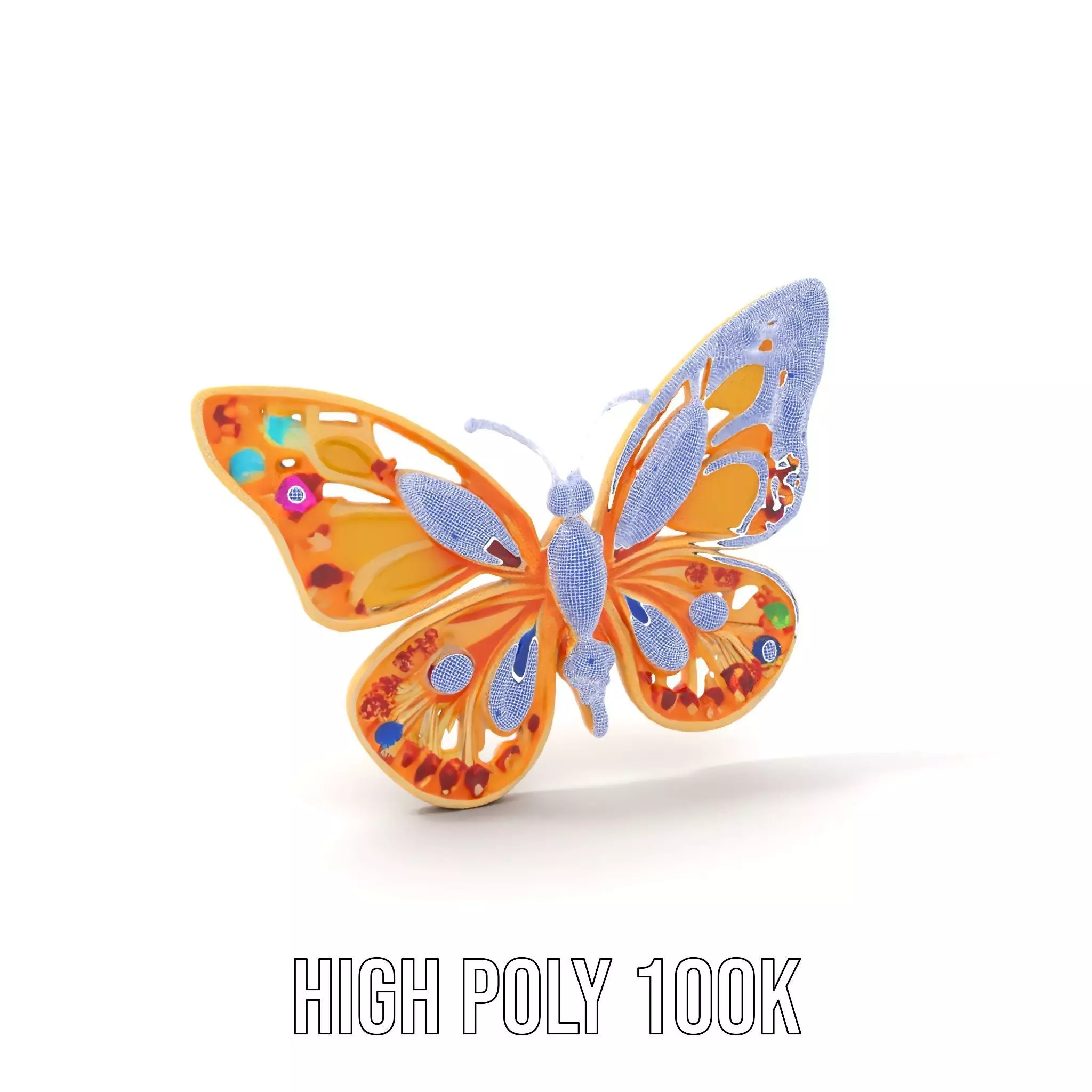 Colorful Gem Butterfly model pack Low-poly 3D model_5