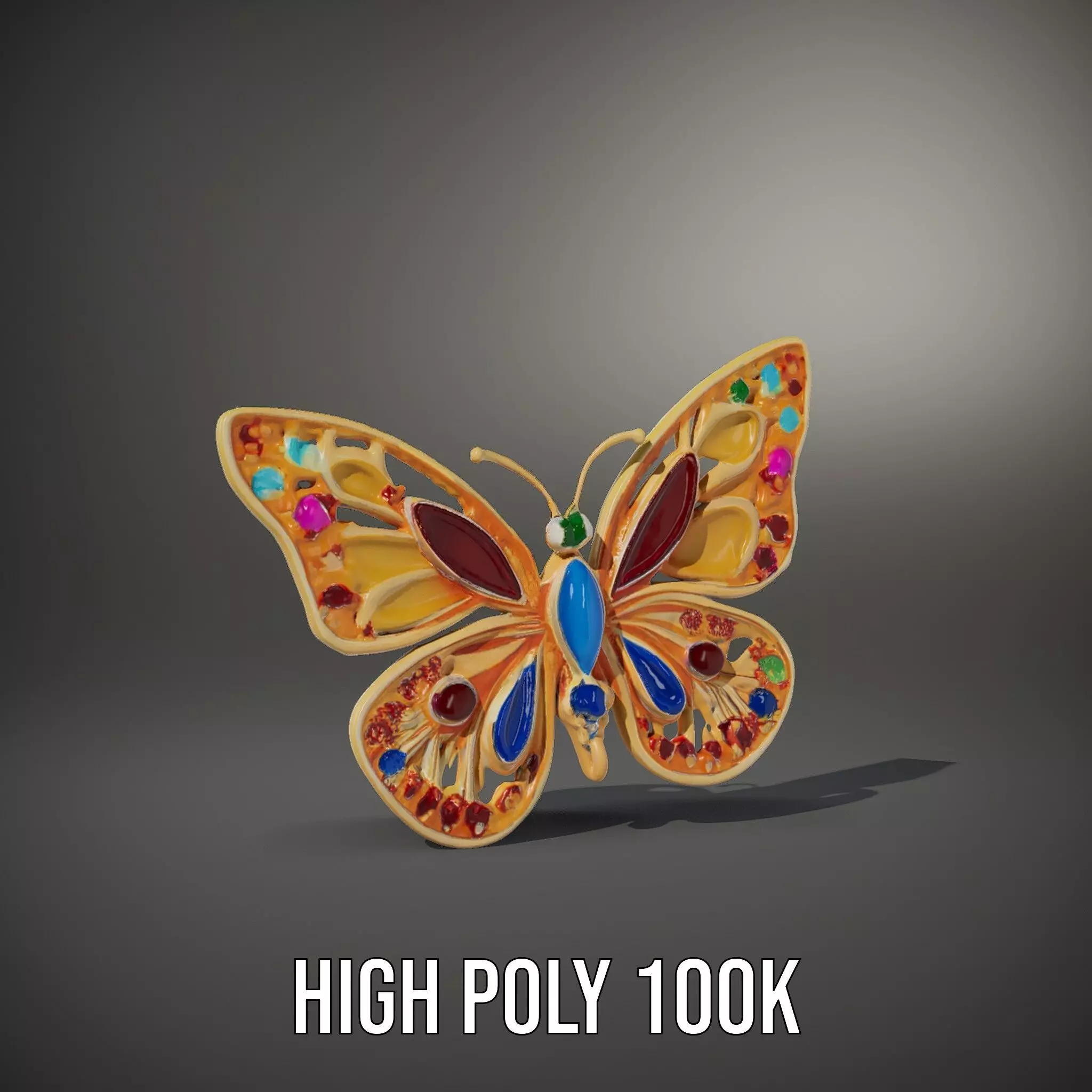 Colorful Gem Butterfly model pack Low-poly 3D model_13