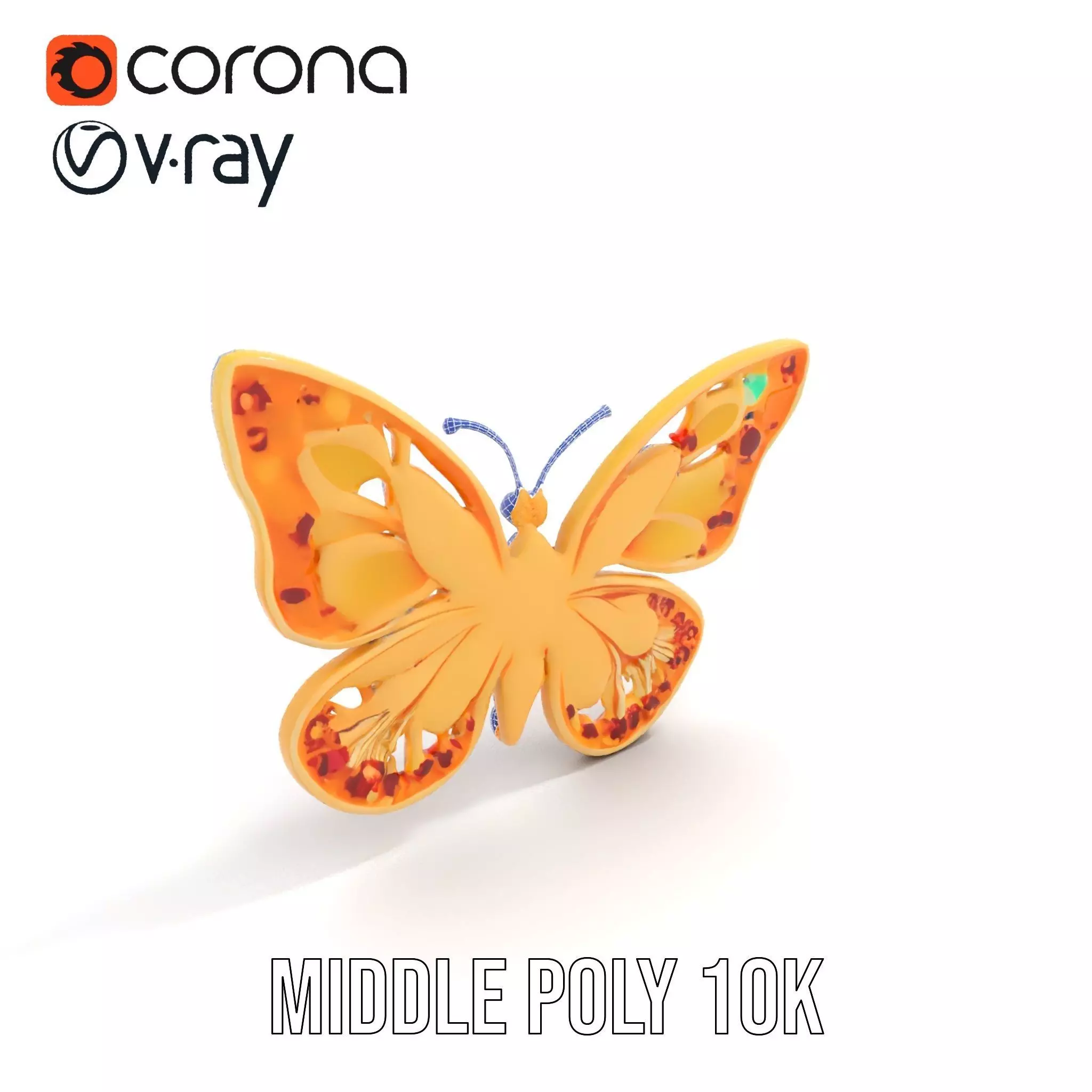 Colorful Gem Butterfly model pack Low-poly 3D model_11