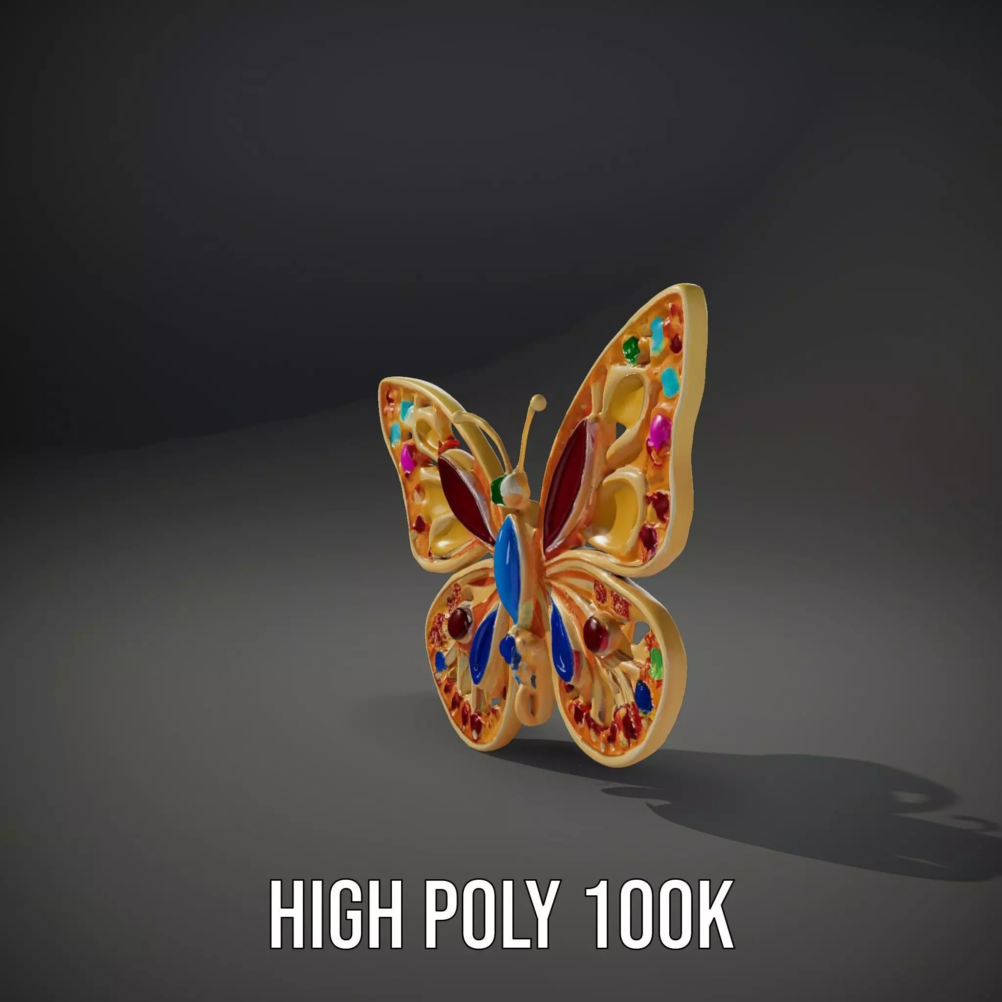 Colorful Gem Butterfly model pack Low-poly 3D model_10