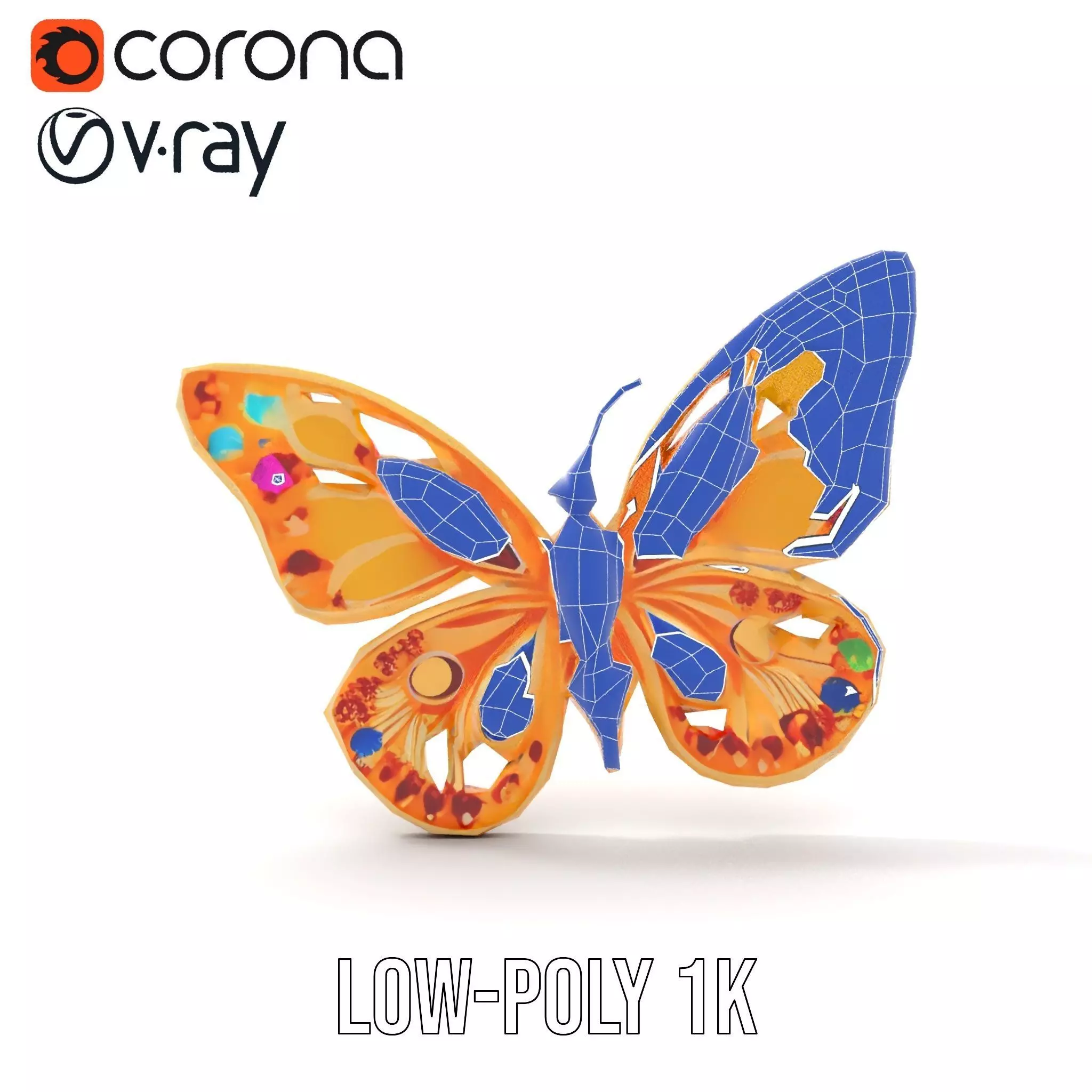 Colorful Gem Butterfly model pack Low-poly 3D model_31