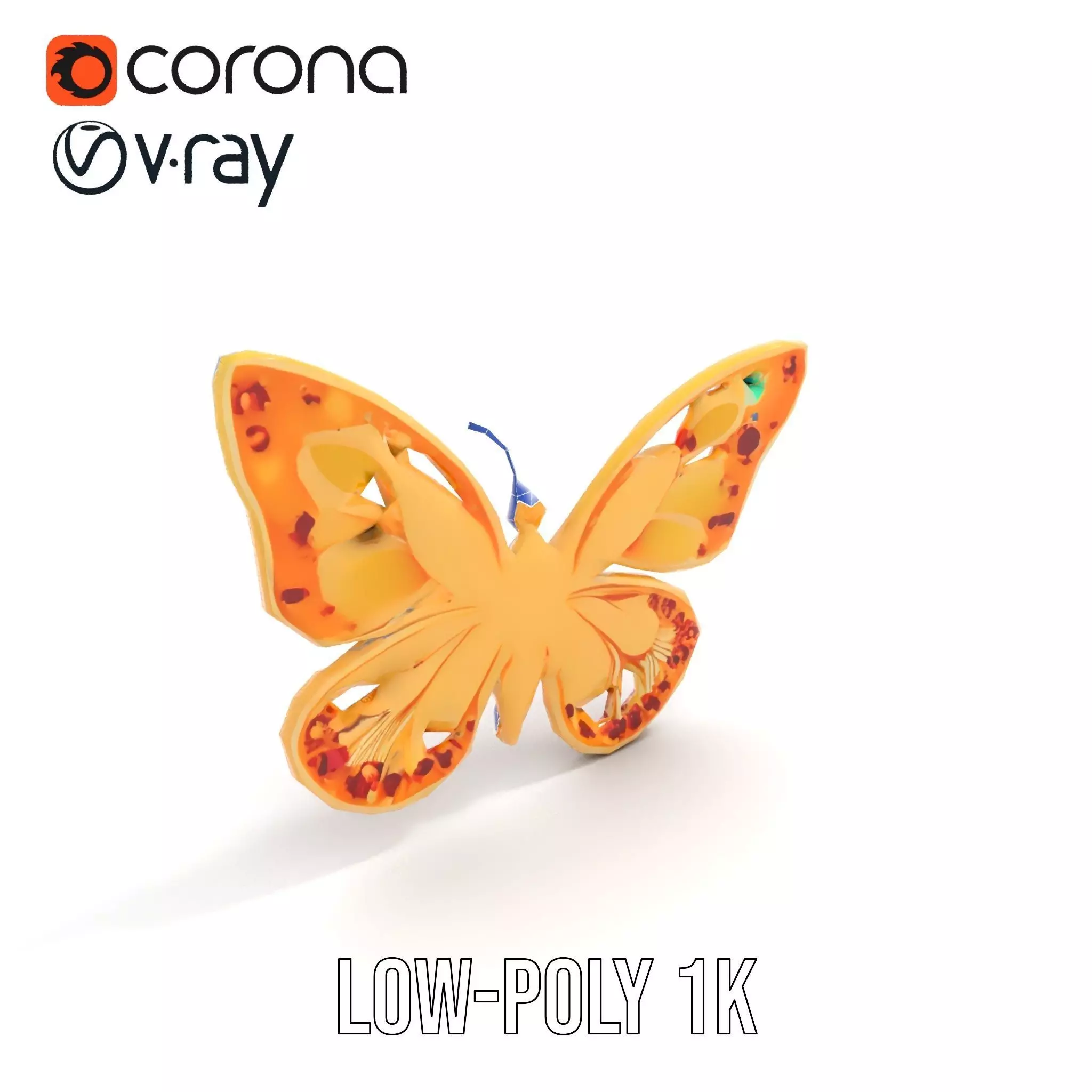 Colorful Gem Butterfly model pack Low-poly 3D model_23