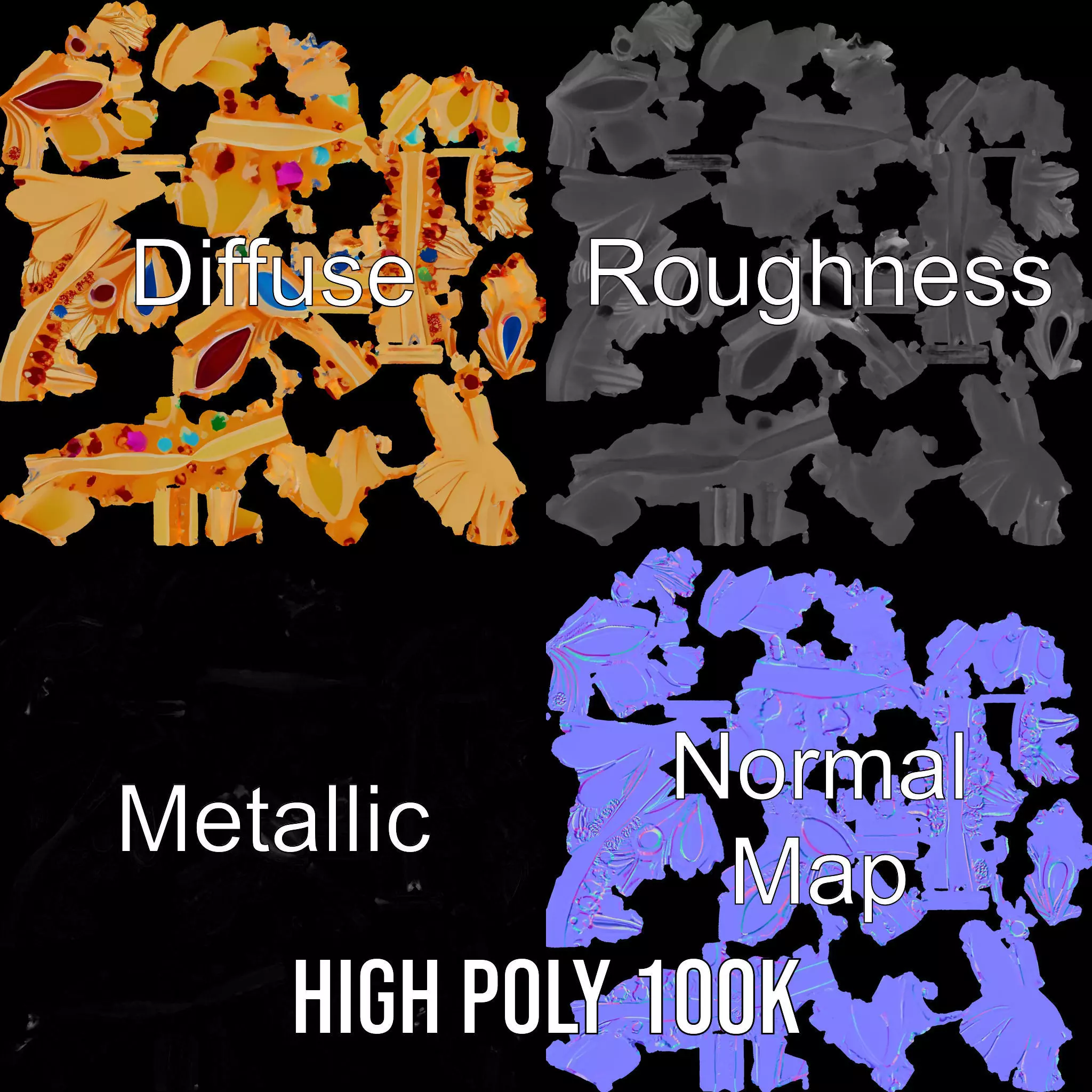 Colorful Gem Butterfly model pack Low-poly 3D model_4