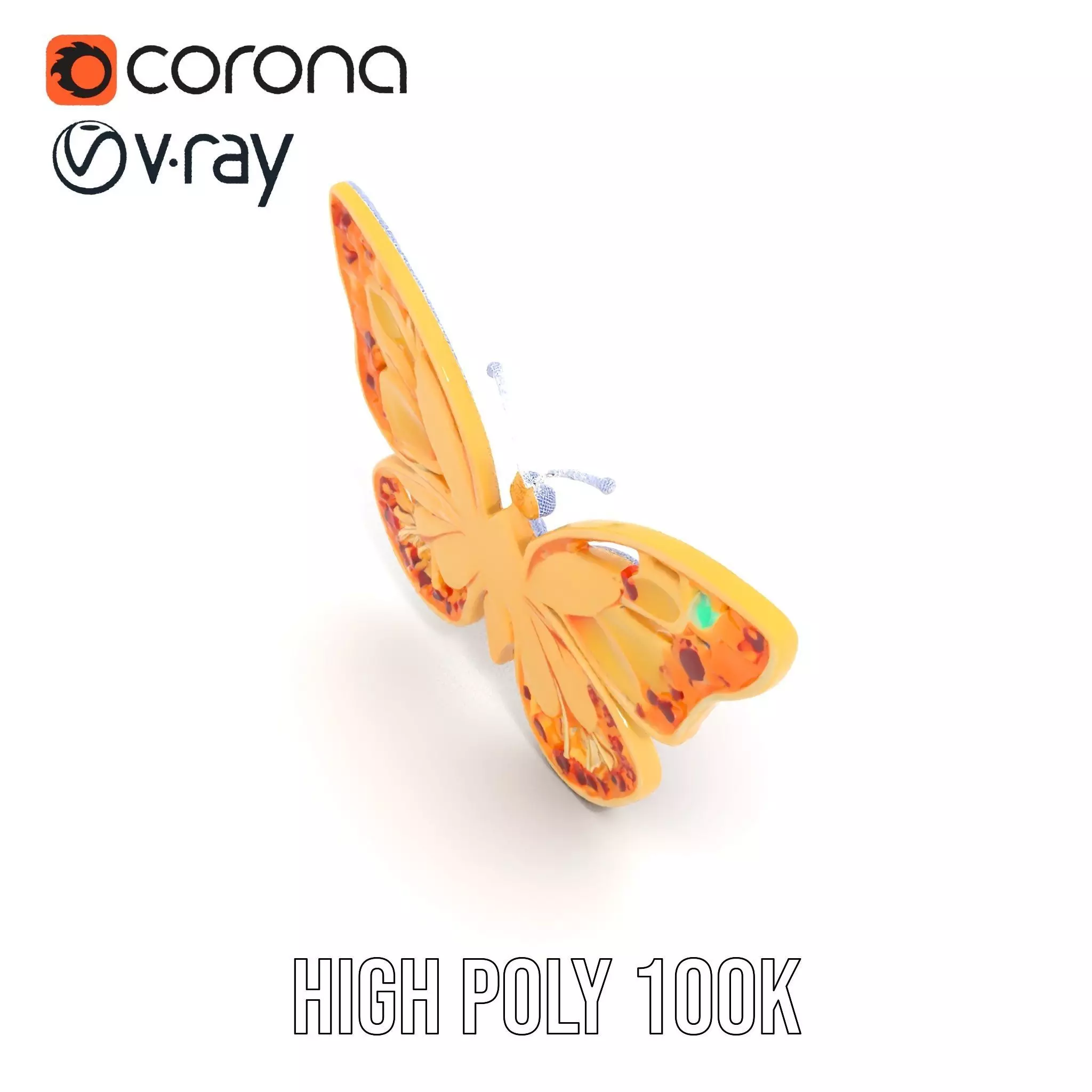 Colorful Gem Butterfly model pack Low-poly 3D model_35