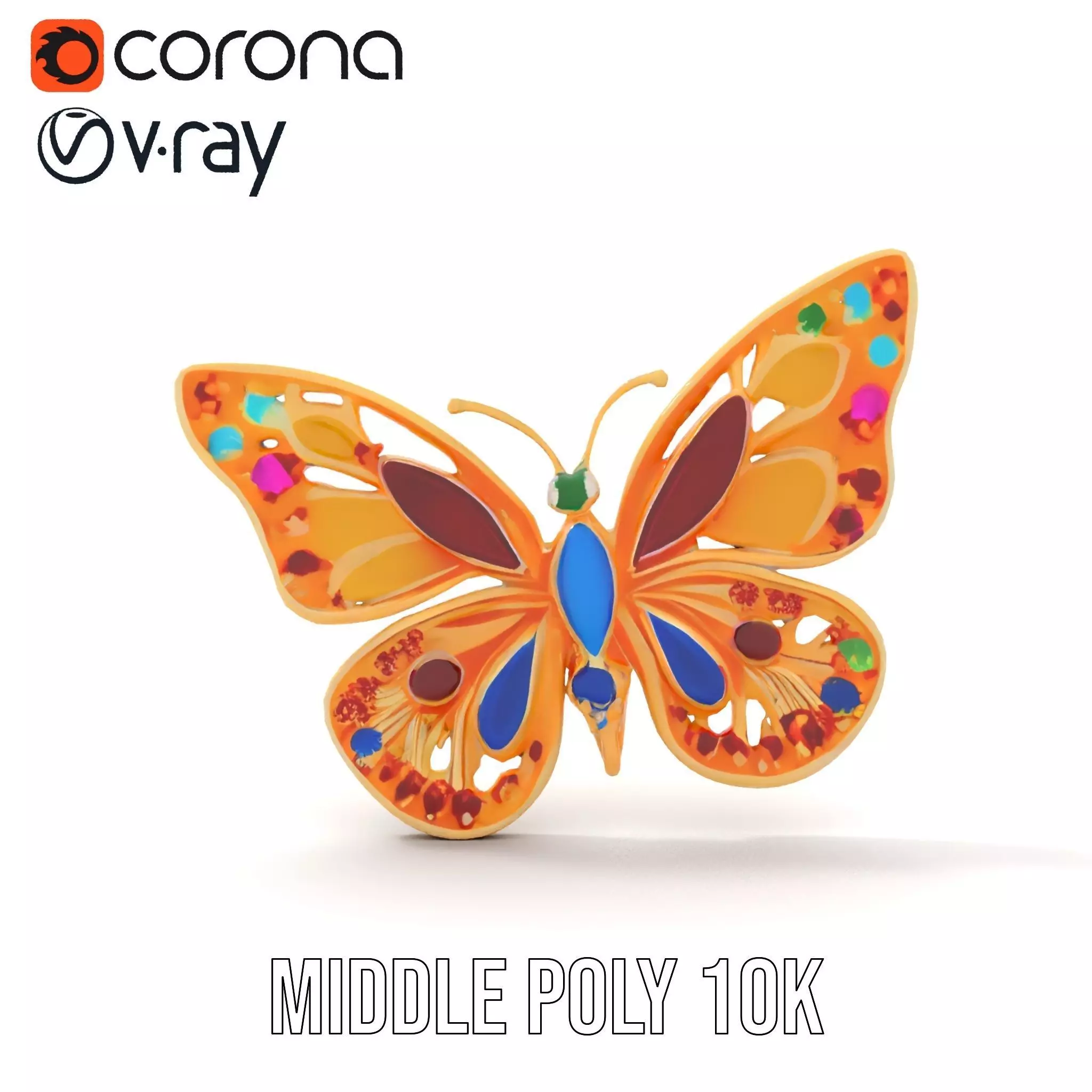 Colorful Gem Butterfly model pack Low-poly 3D model_19